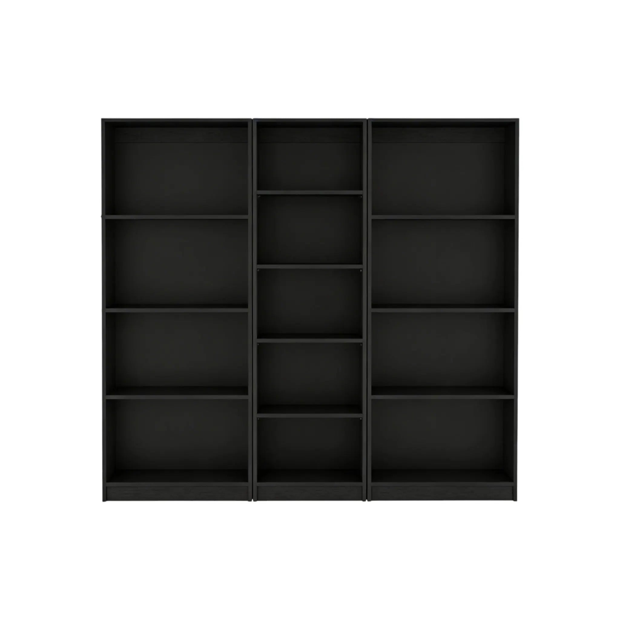 Set of Three Black Wood Five Tier Bookcase Homeroots Office