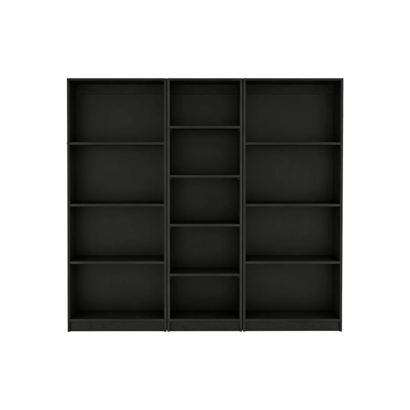 Set of Three Black Wood Five Tier Bookcase Homeroots Office