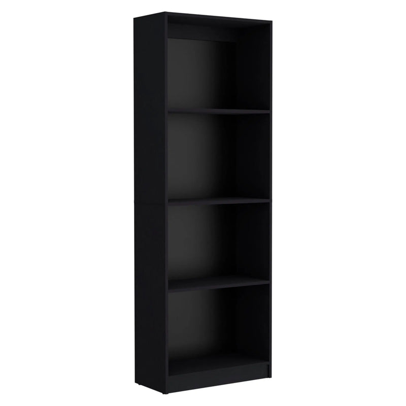 Set of Three Black Wood Four Tier Bookcases Homeroots Office