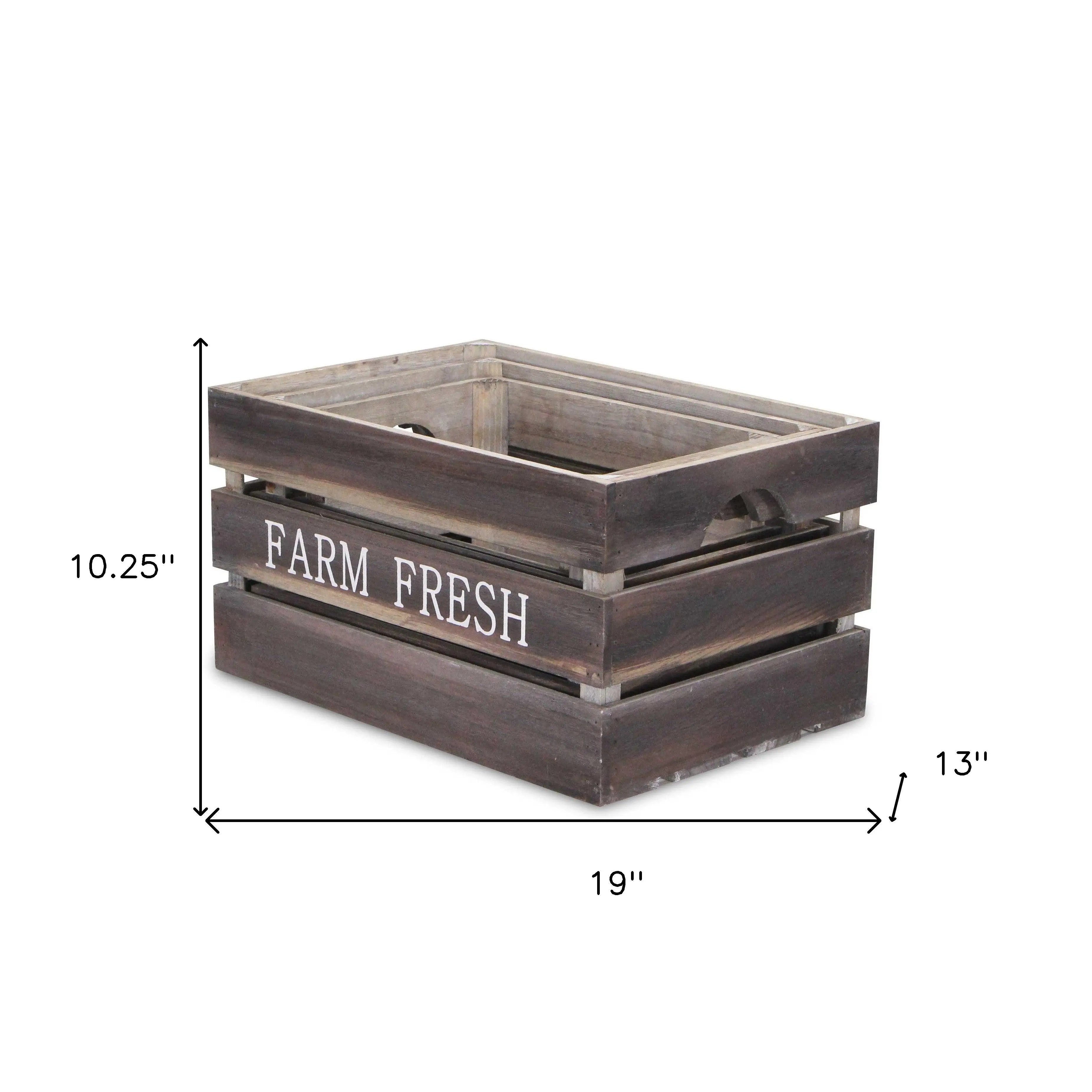Set of Three Dark Brown Nesting Solid Wood Crate Homeroots Office