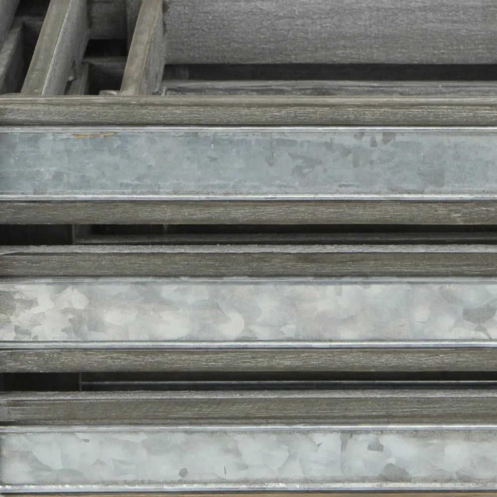 Set of Three Gray Nesting Solid Wood And Metal Crate Homeroots Office