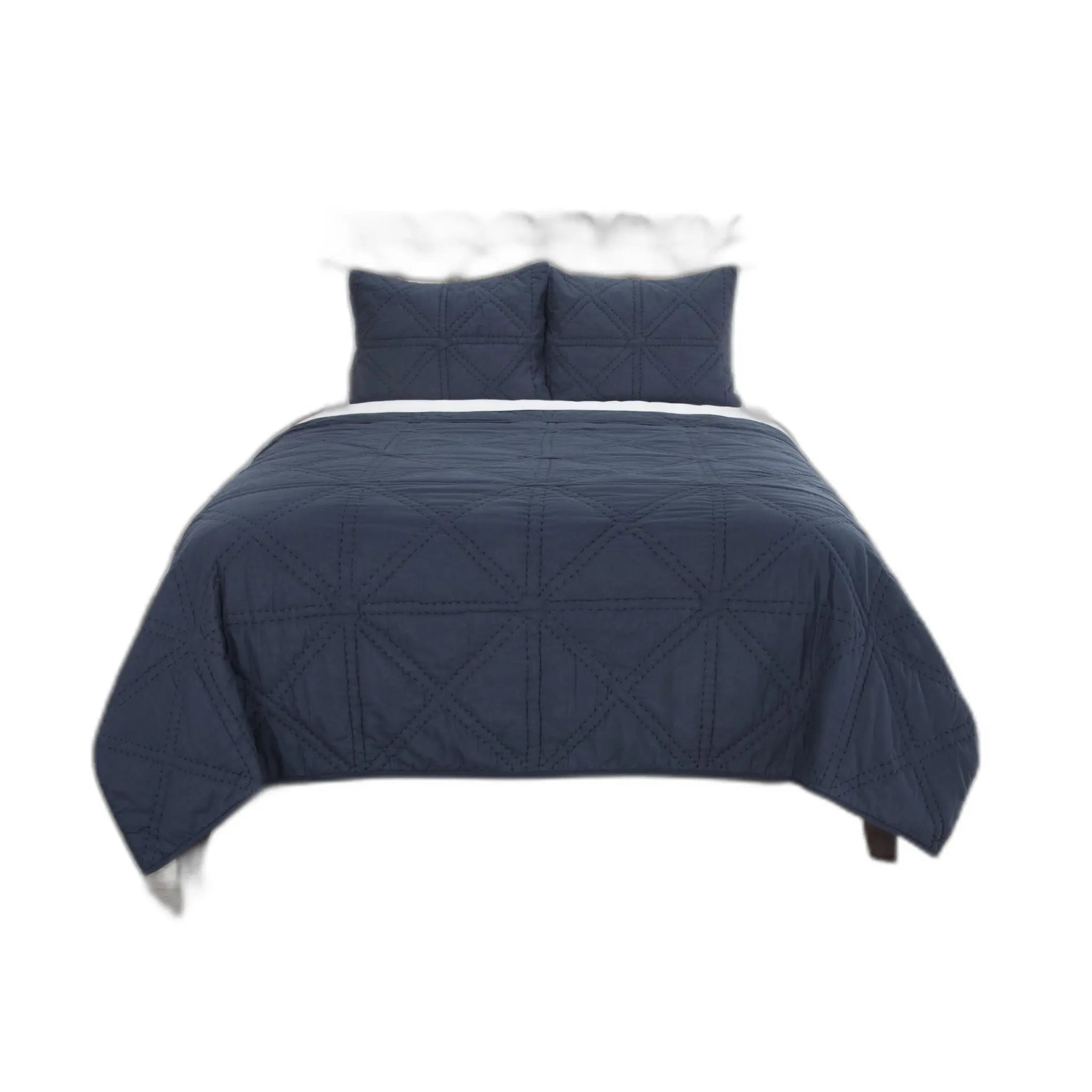 Set of Three Indigo Geometric King Quilt - GreatEagleInc