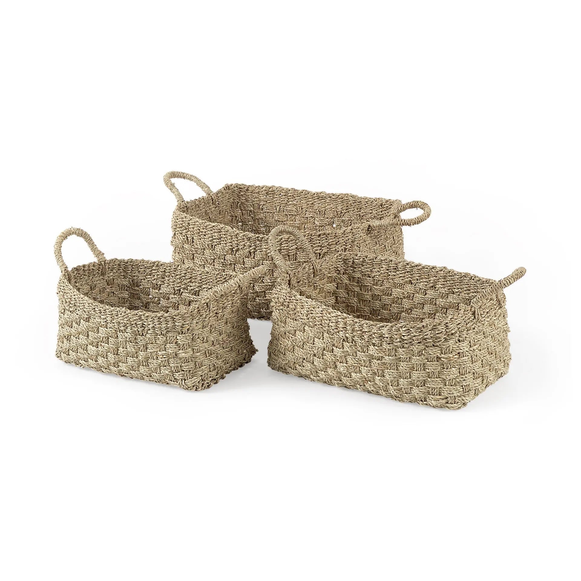 Set of Three Natural Wicker Basket - GreatEagleInc