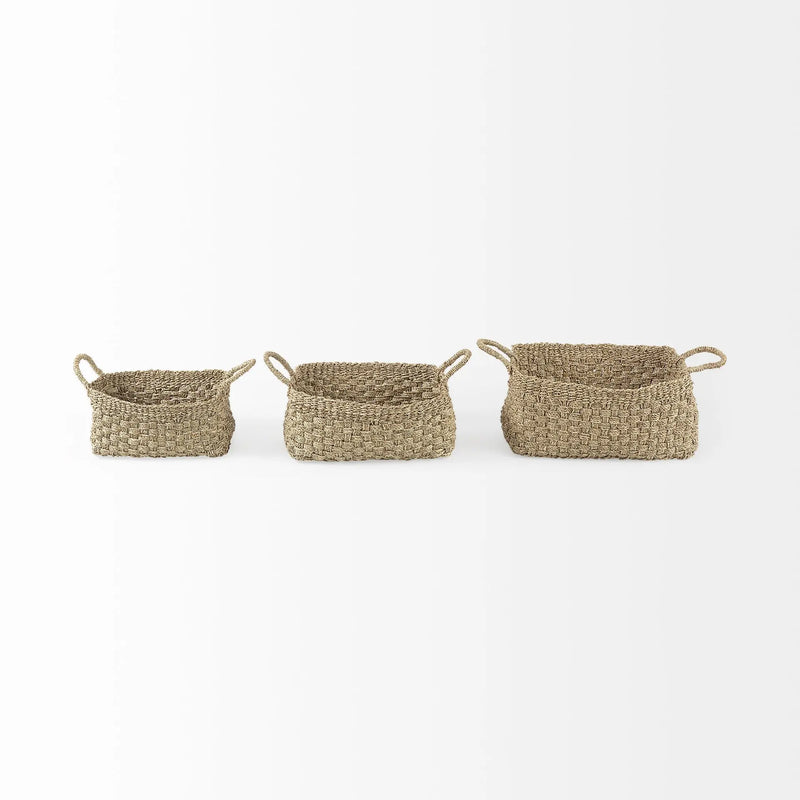Set of Three Natural Wicker Basket - GreatEagleInc