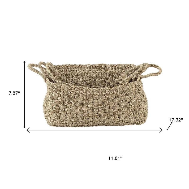 Set of Three Natural Wicker Basket - GreatEagleInc