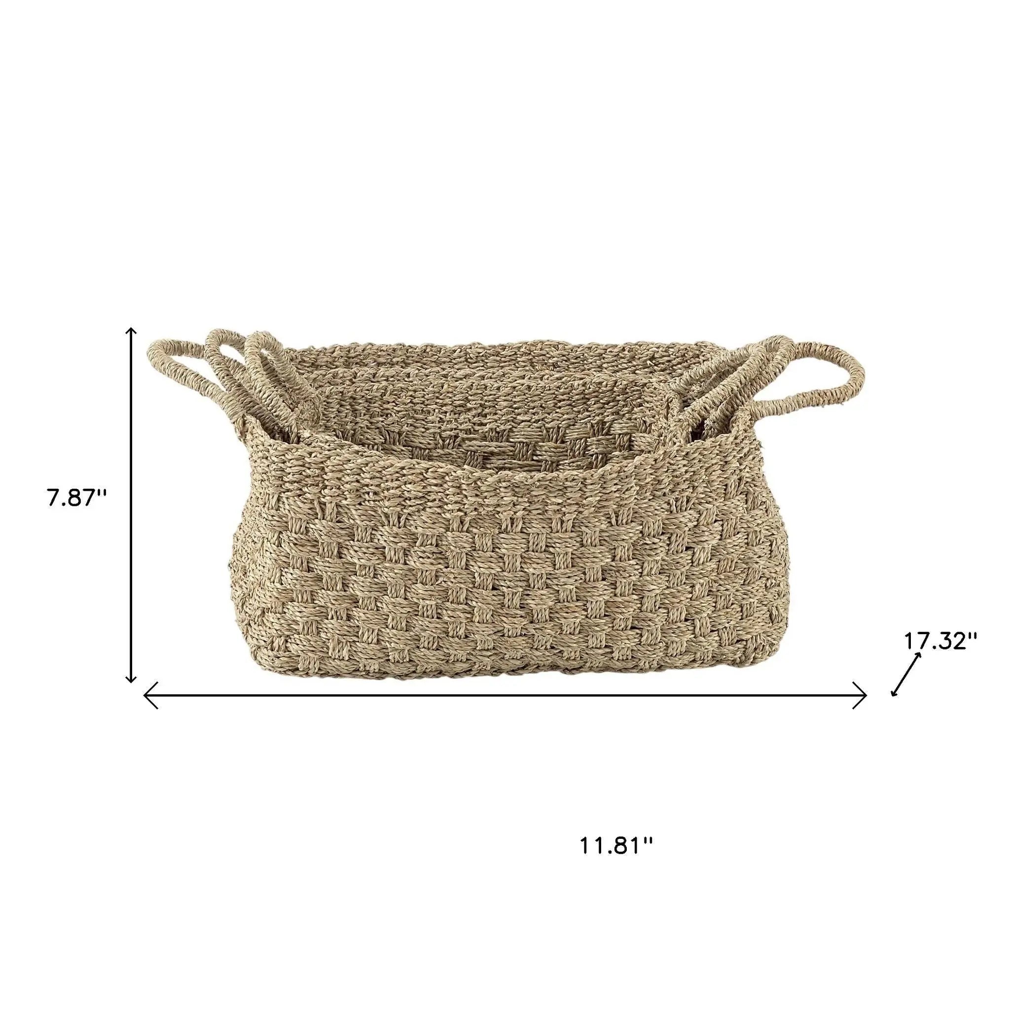 Set of Three Natural Wicker Basket - GreatEagleInc