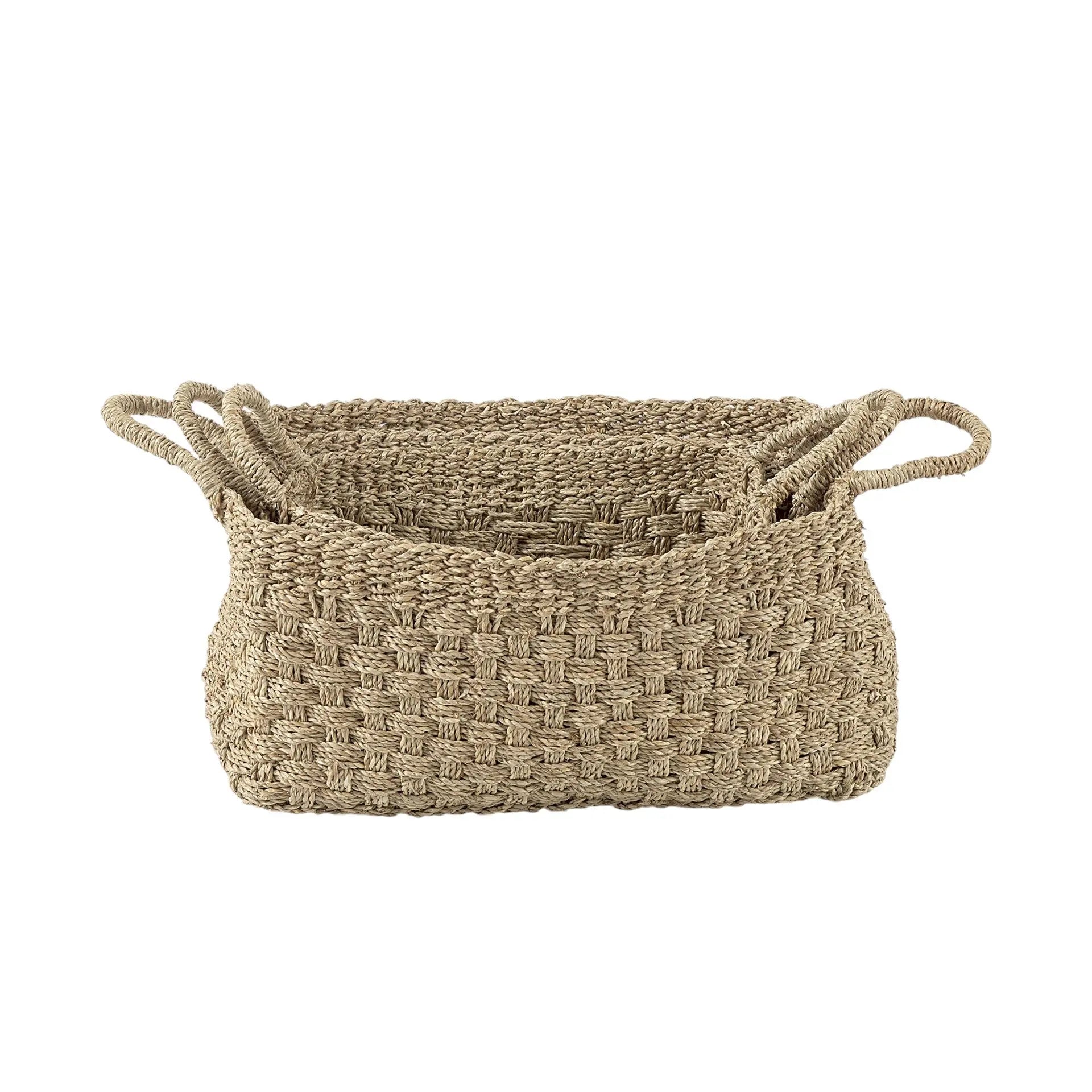 Set of Three Natural Wicker Basket - GreatEagleInc