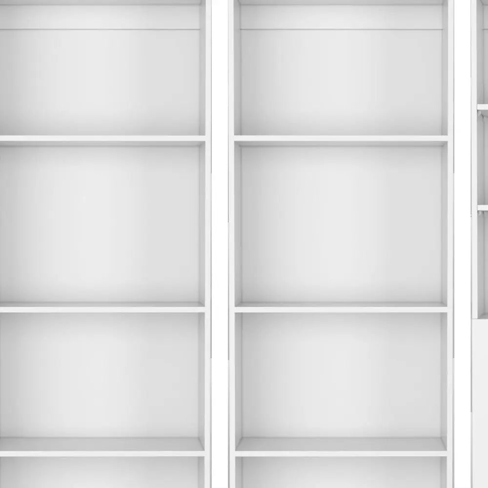 Set of Three White Wood Eleven Tier Modular Bookcase with Two Doors Homeroots Office