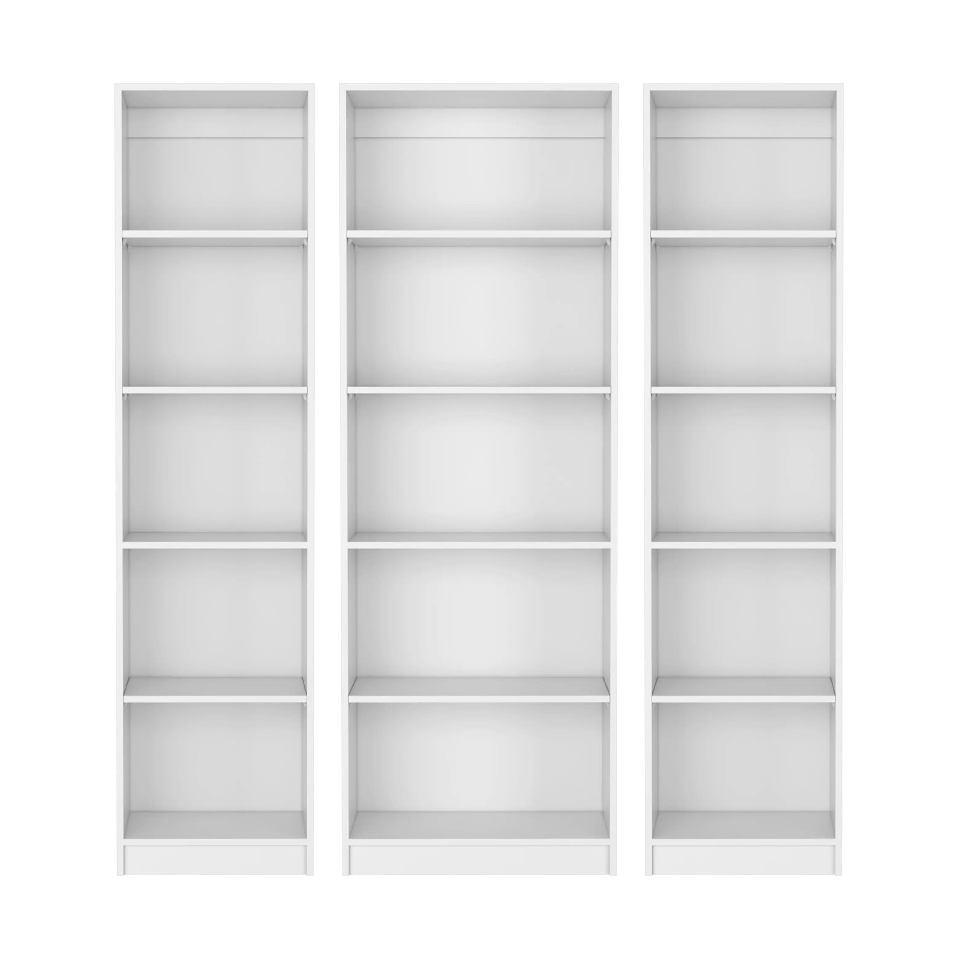 Set of Three White Wood Five Tier Modular Bookcase Homeroots Office