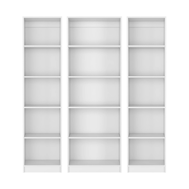 Set of Three White Wood Five Tier Modular Bookcase Homeroots Office