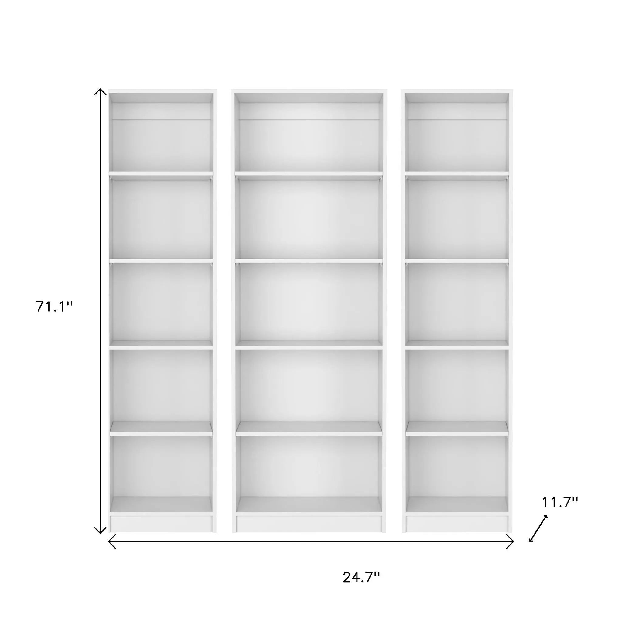 Set of Three White Wood Five Tier Modular Bookcase Homeroots Office