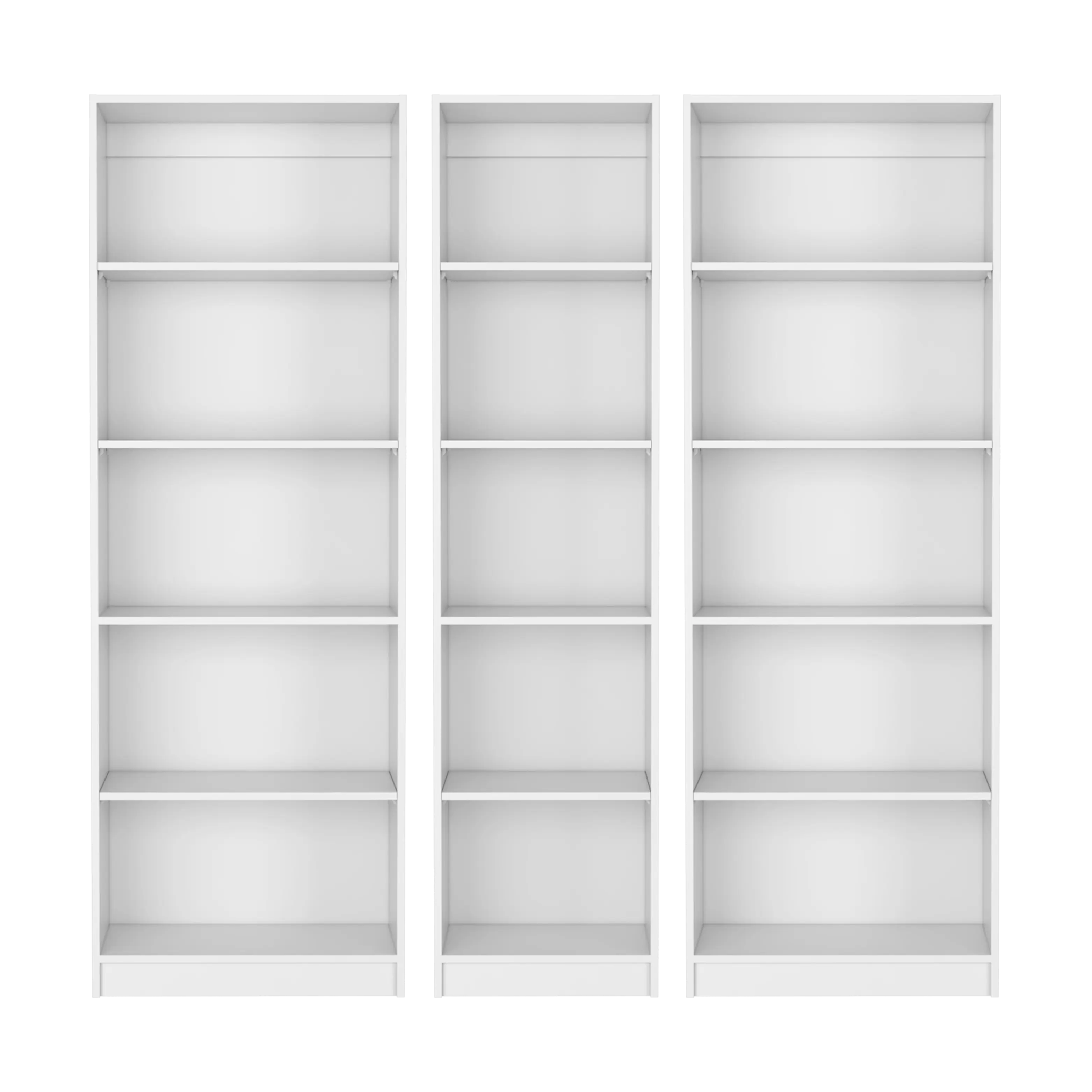 Set of Three White Wood Five Tier Modular Bookcase Homeroots Office