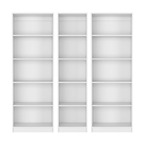 Set of Three White Wood Five Tier Modular Bookcase Homeroots Office