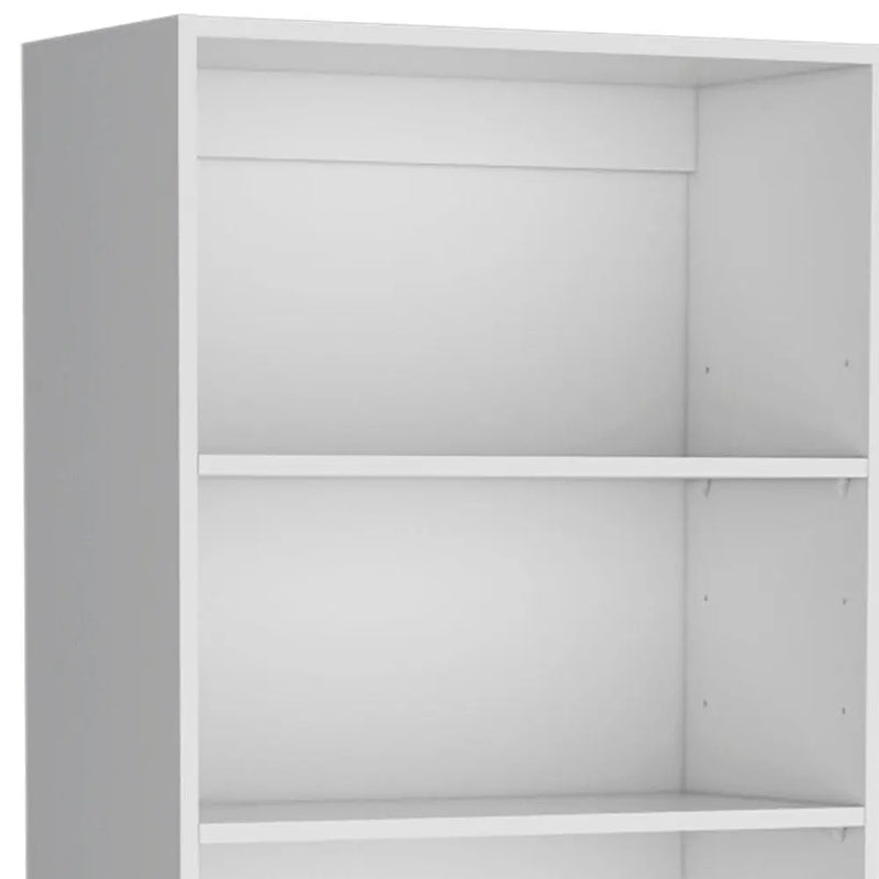 Set of Three White Wood Five Tier Modular Bookcase with Four Doors Homeroots Office