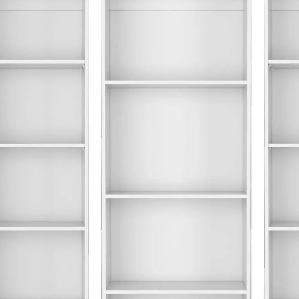 Set of Three White Wood Fourteen Tier Modular Bookcase Homeroots Office