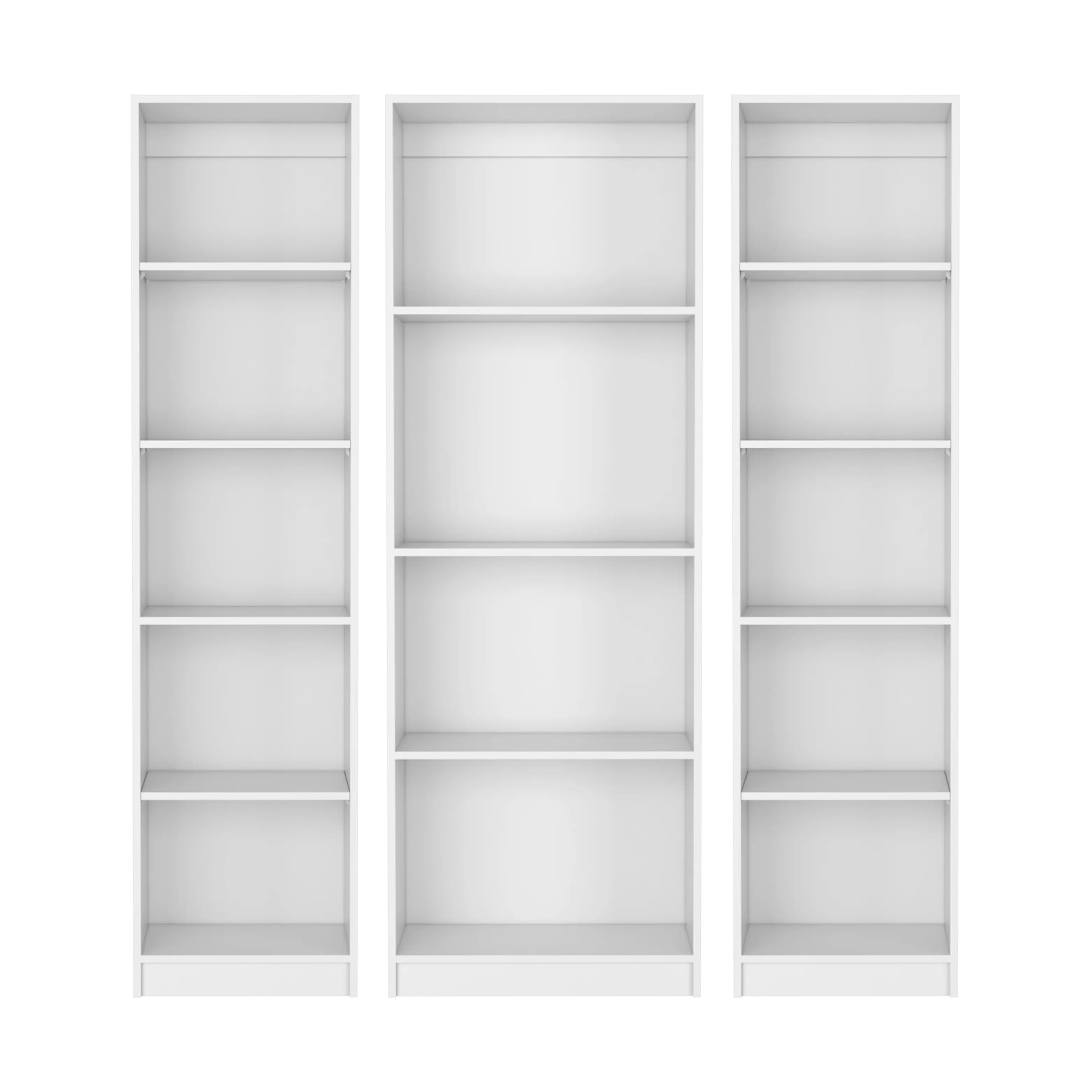 Set of Three White Wood Fourteen Tier Modular Bookcase Homeroots Office