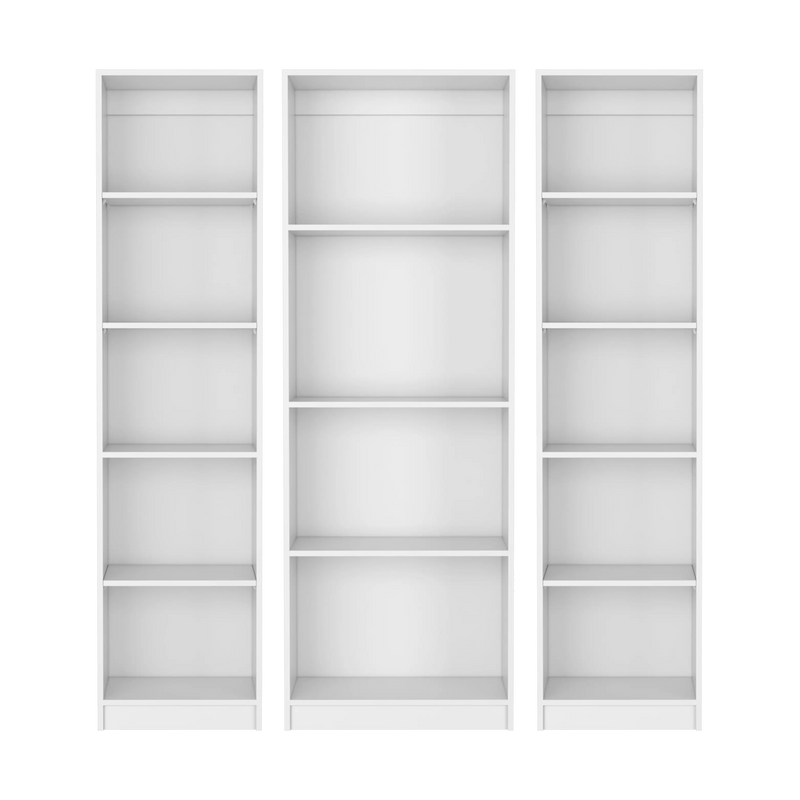 Set of Three White Wood Fourteen Tier Modular Bookcase Homeroots Office