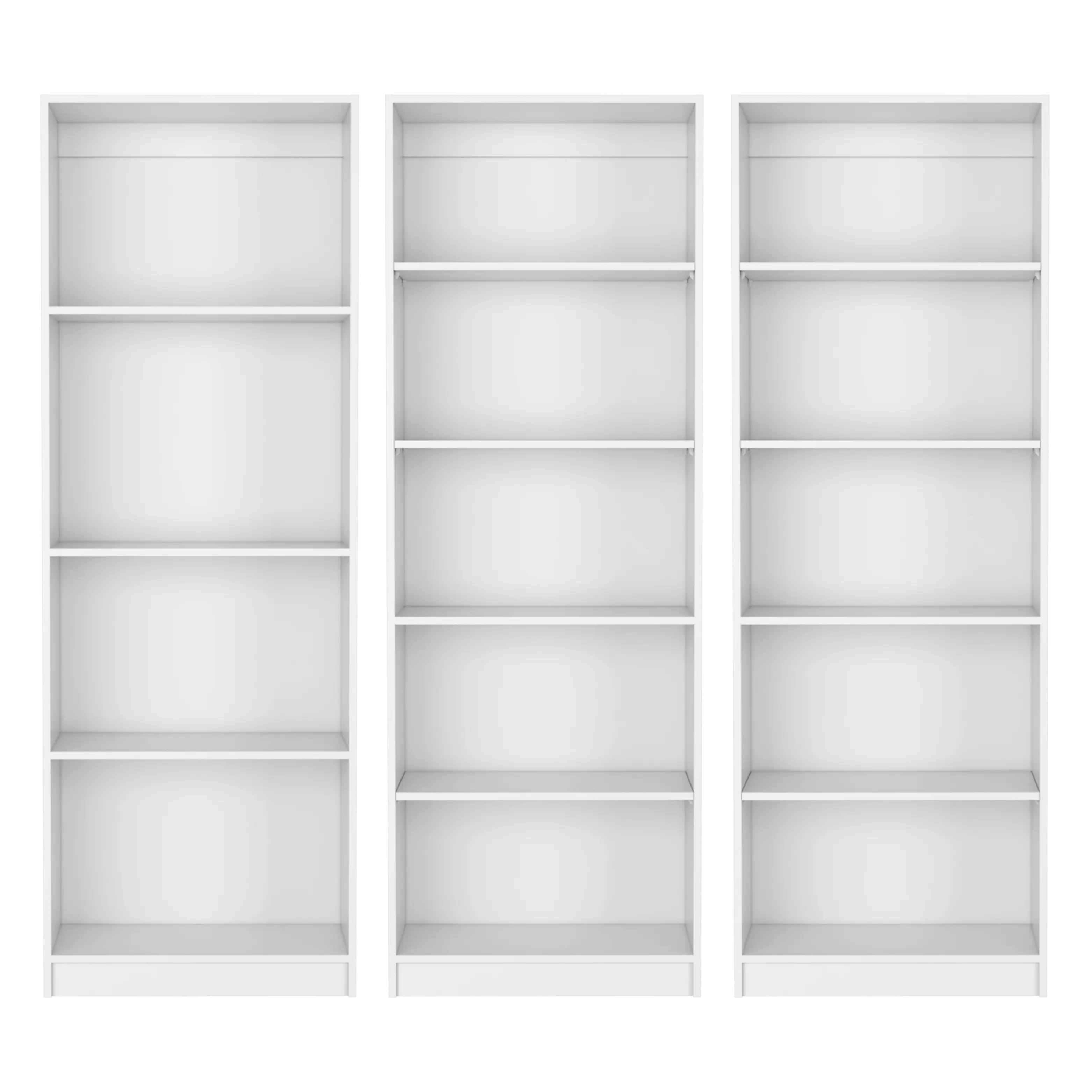 Set of Three White Wood Fourteen Tier Modular Bookcase Homeroots Office