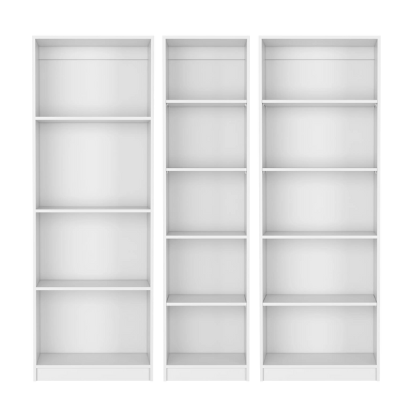 Set of Three White Wood Fourteen Tier Modular Bookcase Homeroots Office