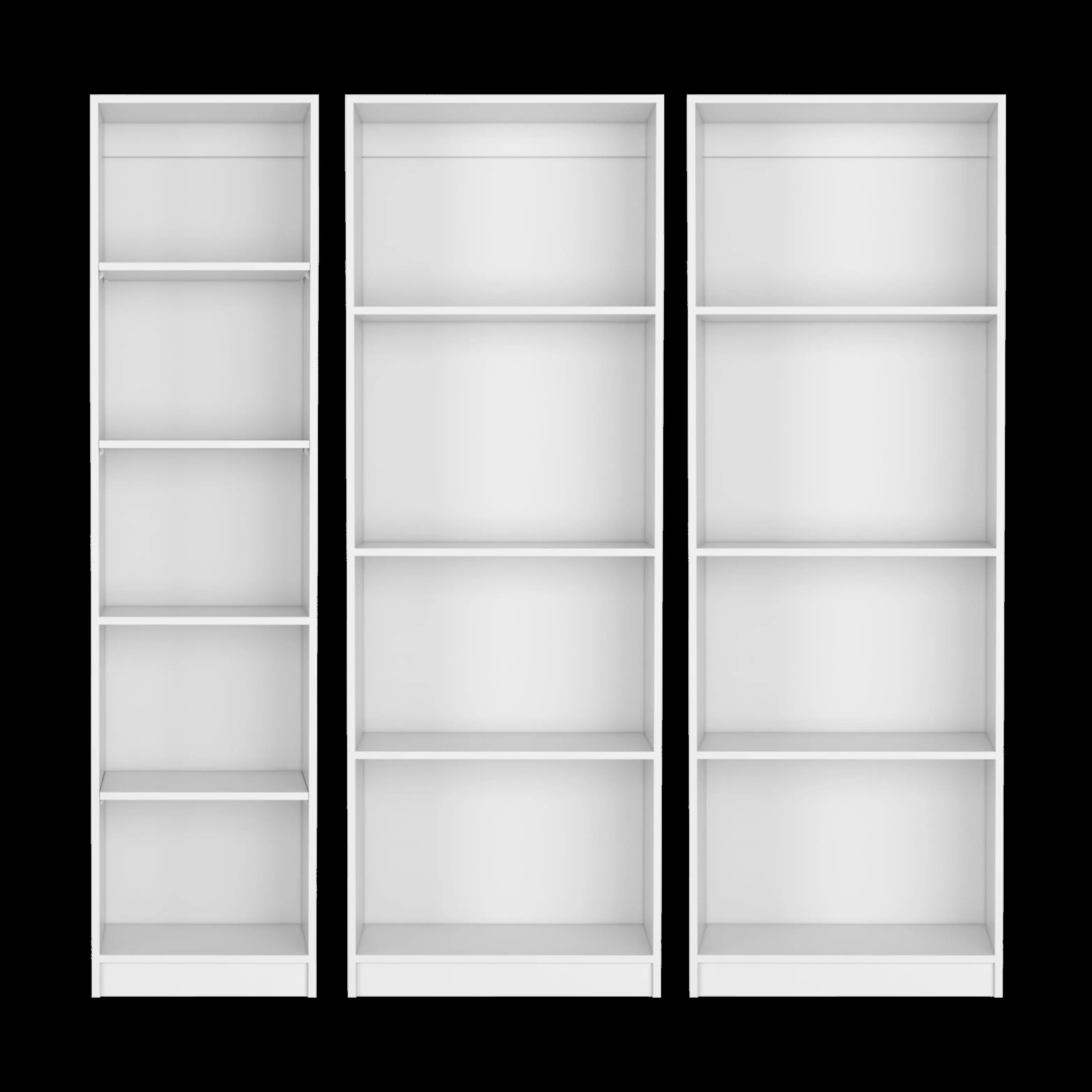 Set of Three White Wood Thirteen Tier Modular Bookcase Homeroots Office