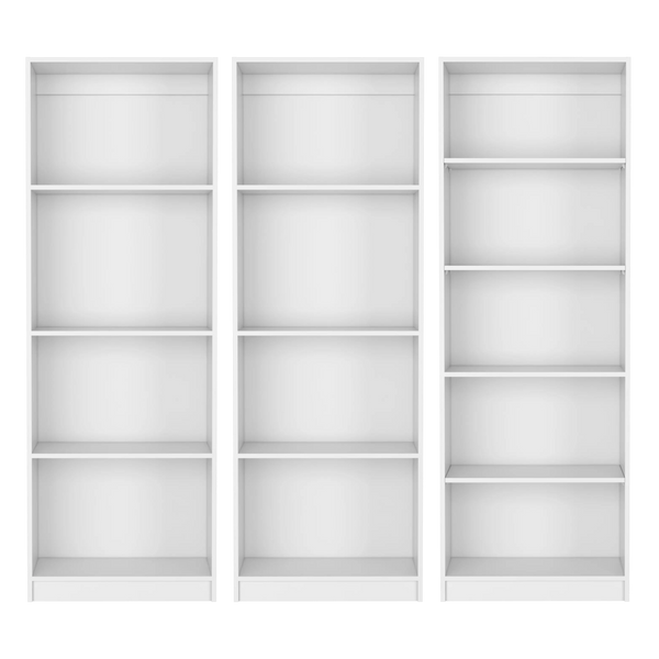 Set of Three White Wood Thirteen Tier Modular Bookcase Homeroots Office