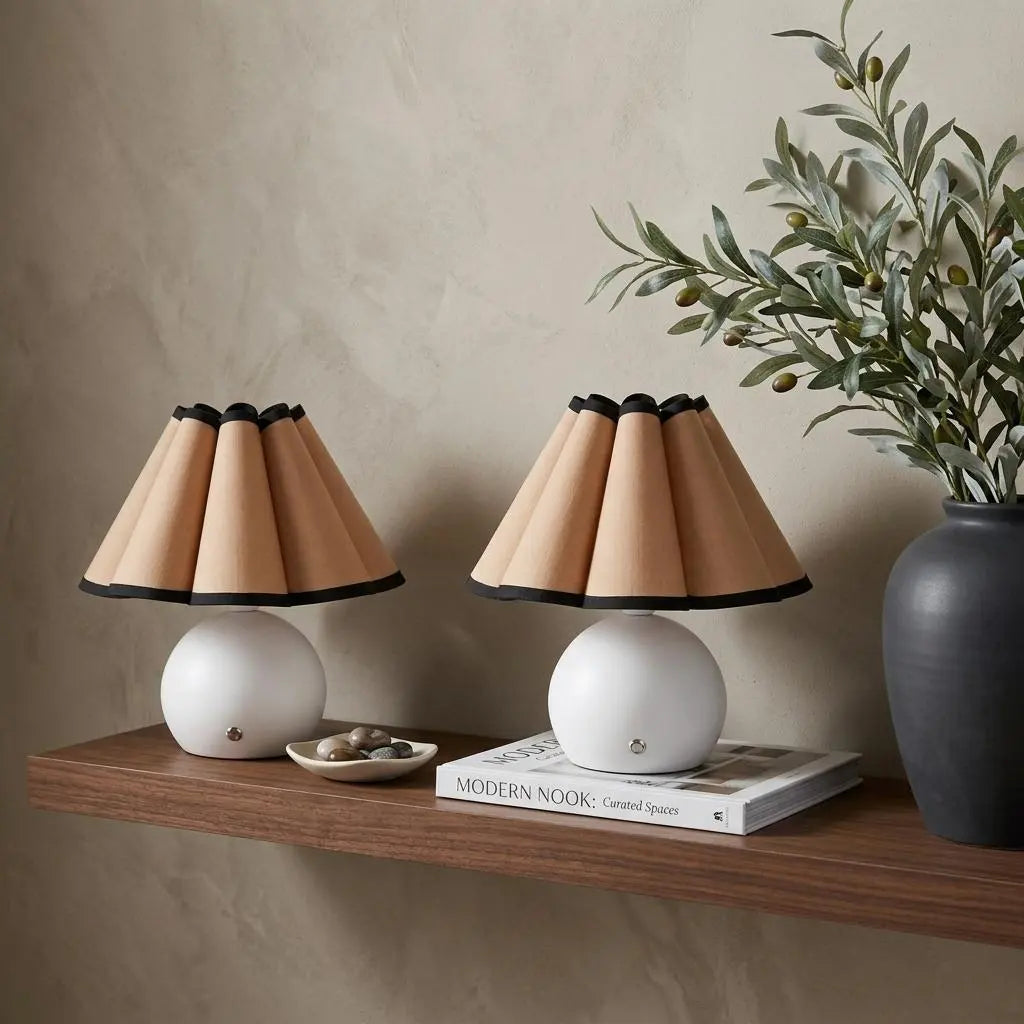 Set of Two 11" Clear Novelty Table Lamps With Empire Shades Homeroots Lighting