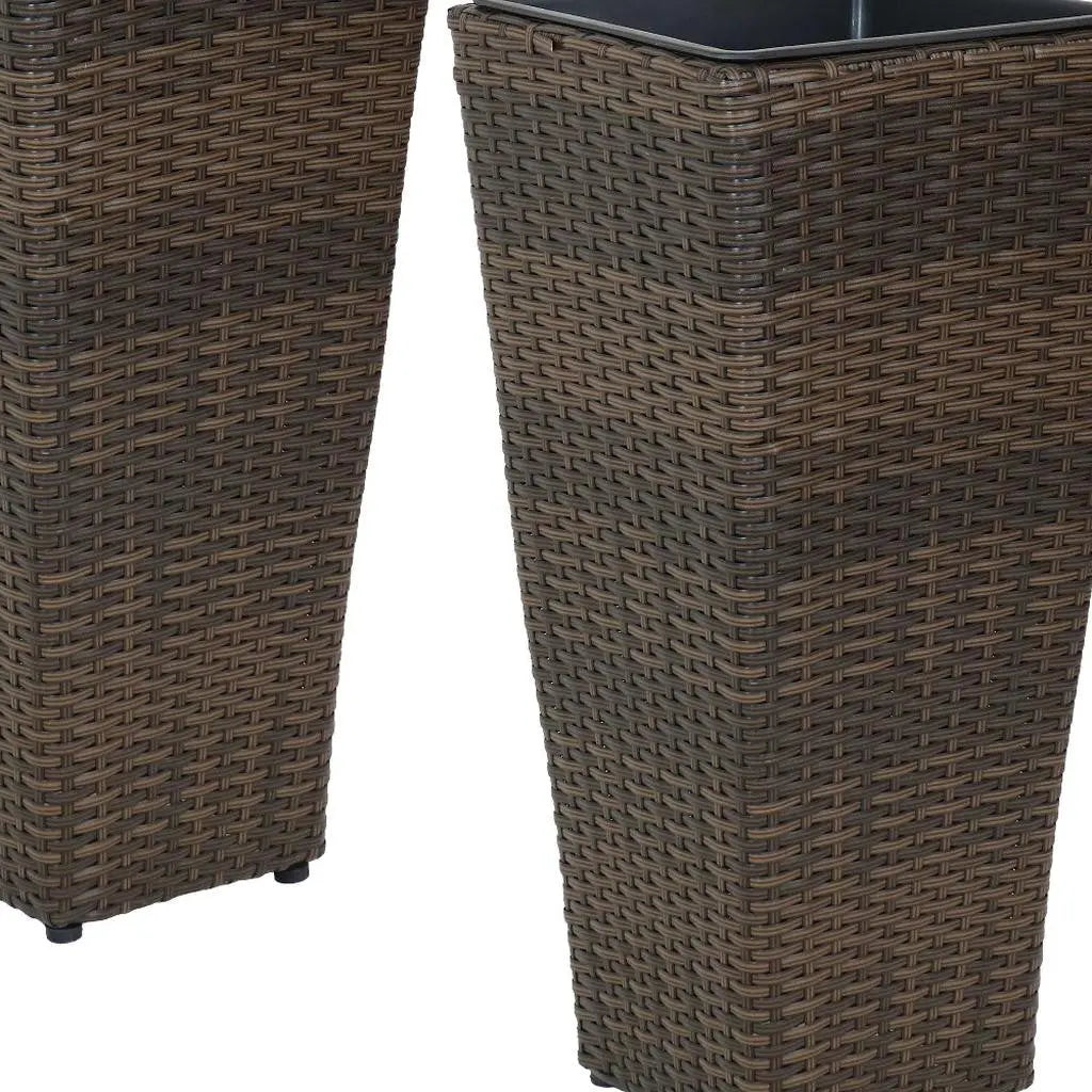 Set of Two 11" X 11" Brown Heavy Duty Plastic Square Pot Planter Homeroots Outdoor