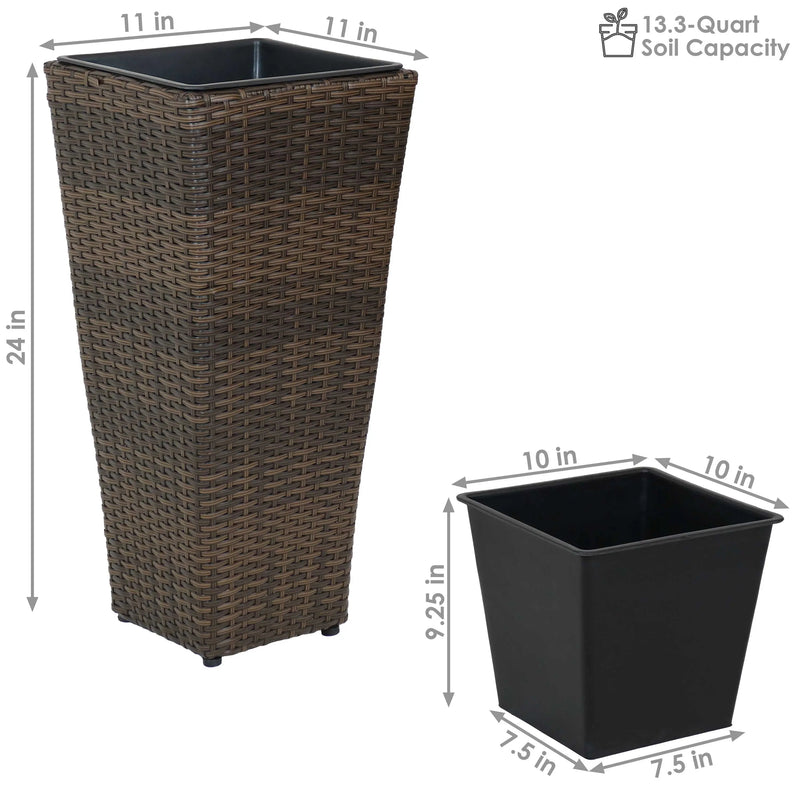 Set of Two 11" X 11" Brown Heavy Duty Plastic Square Pot Planter Homeroots Outdoor