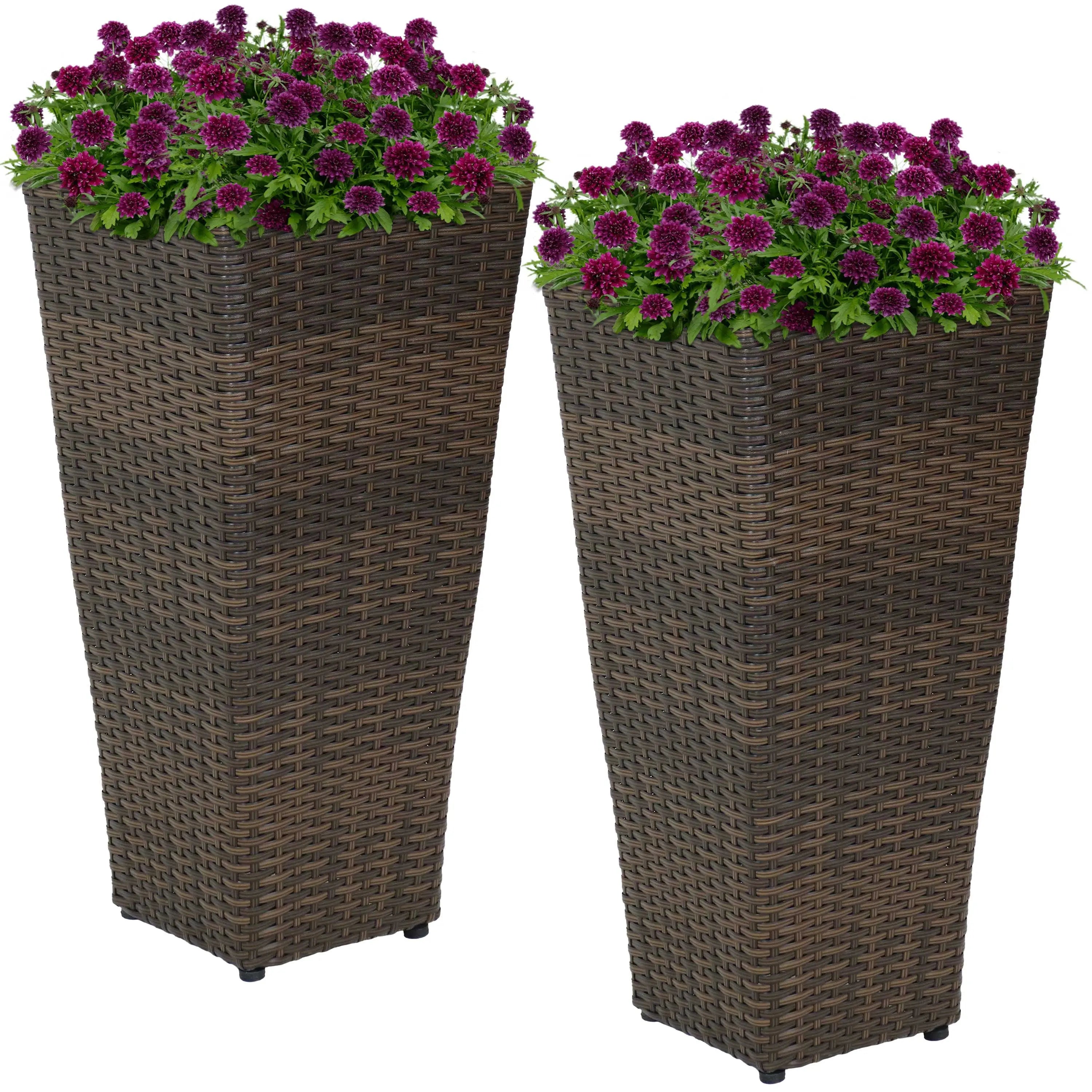 Set of Two 11" X 11" Brown Heavy Duty Plastic Square Pot Planter Homeroots Outdoor