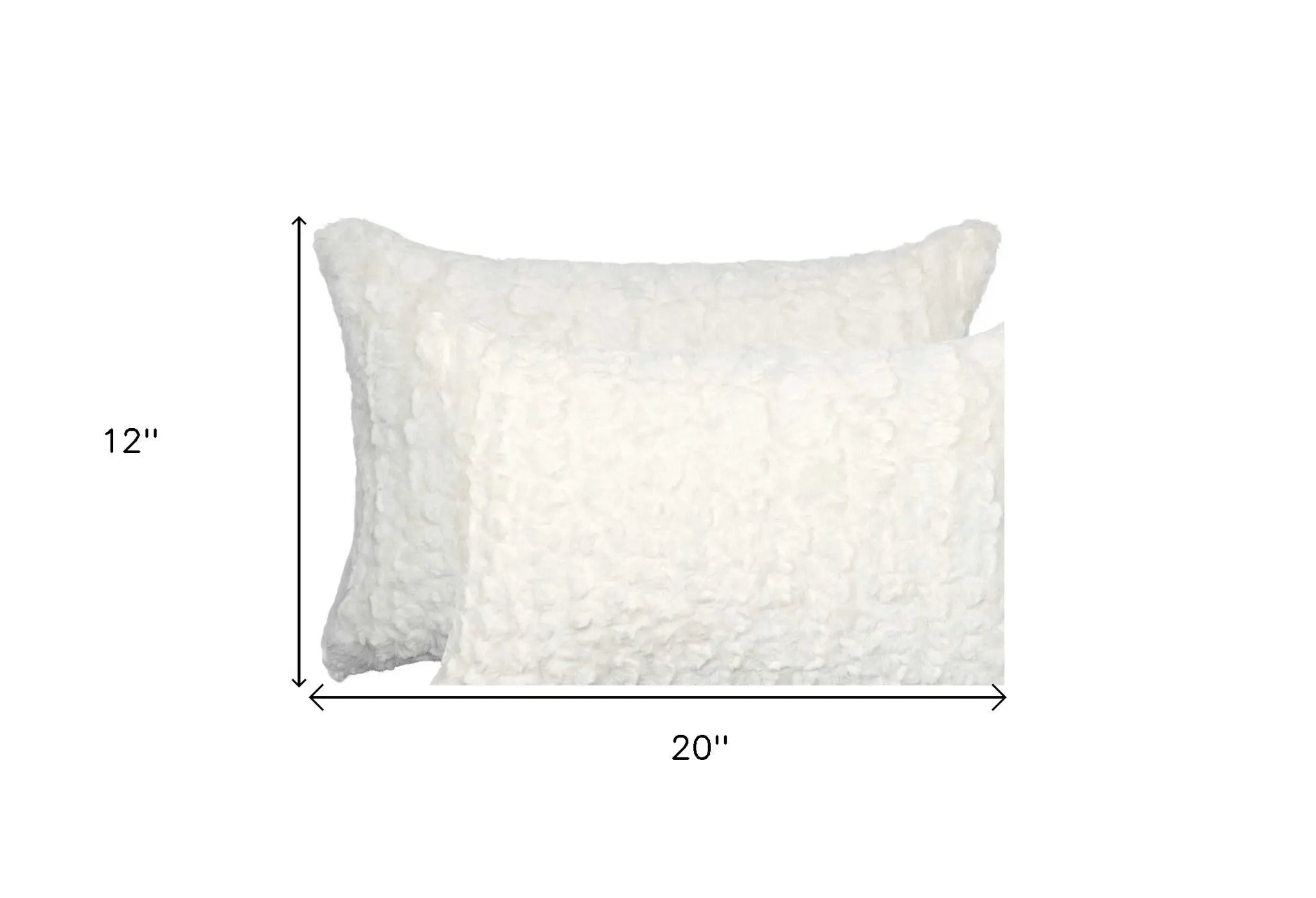 Set of Two 12" X 20" Ivory Faux Fur Throw Pillow Homeroots Home Decor