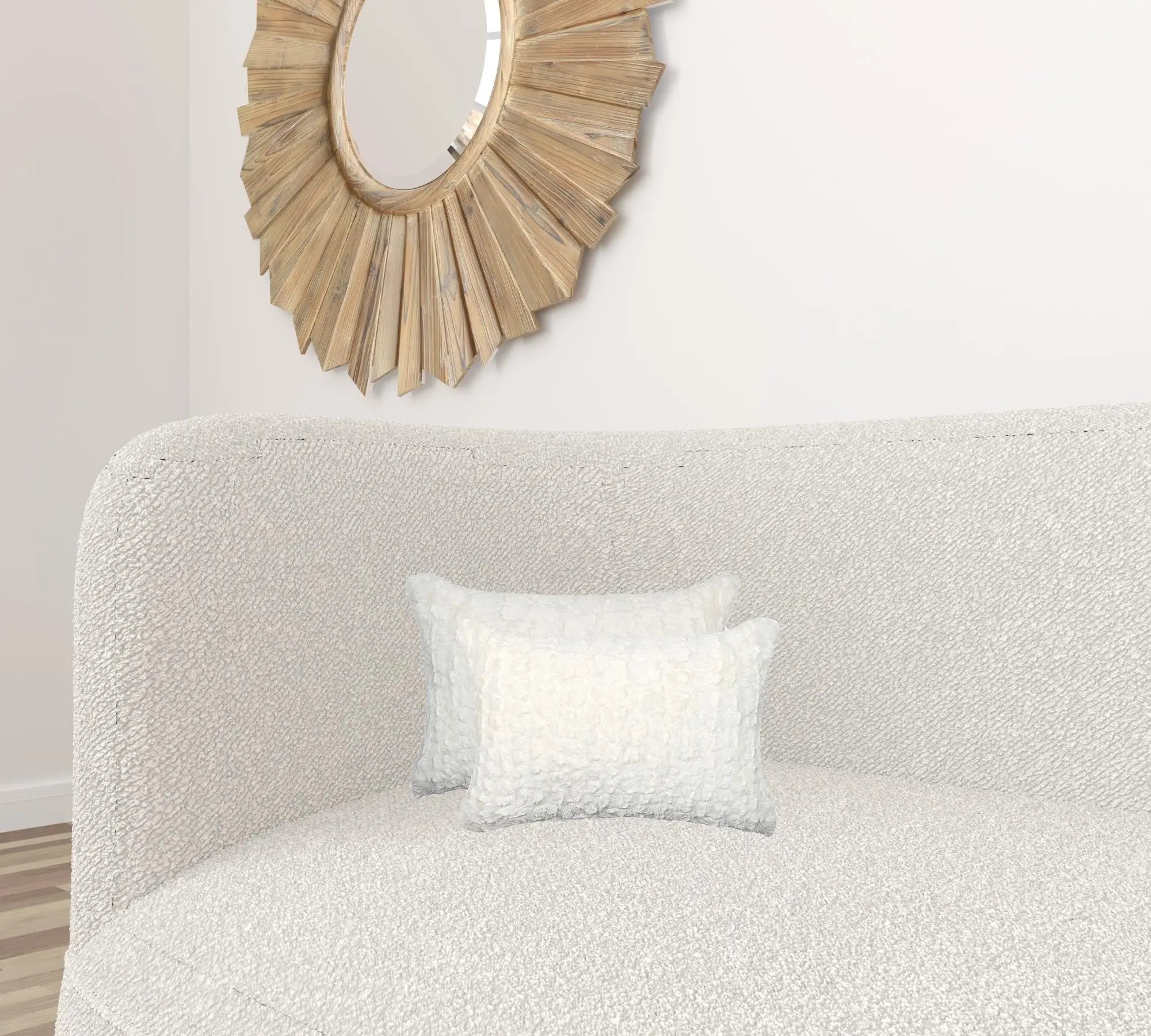 Set of Two 12" X 20" Ivory Faux Fur Throw Pillow Homeroots Home Decor