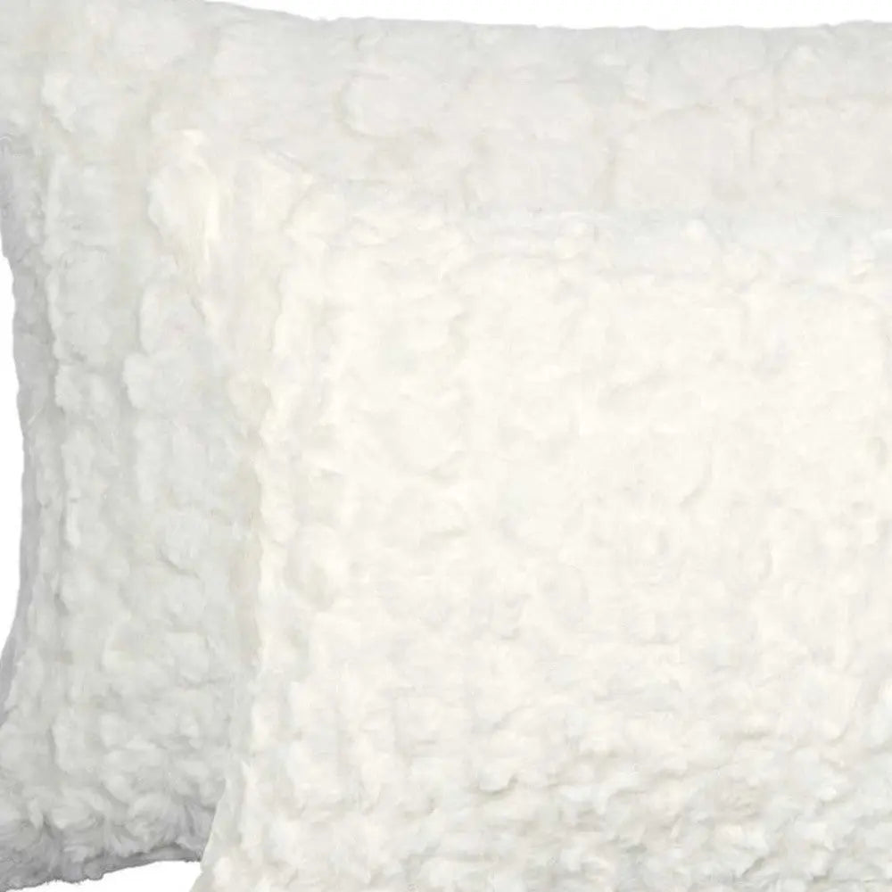 Set of Two 12" X 20" Ivory Faux Fur Throw Pillow Homeroots Home Decor