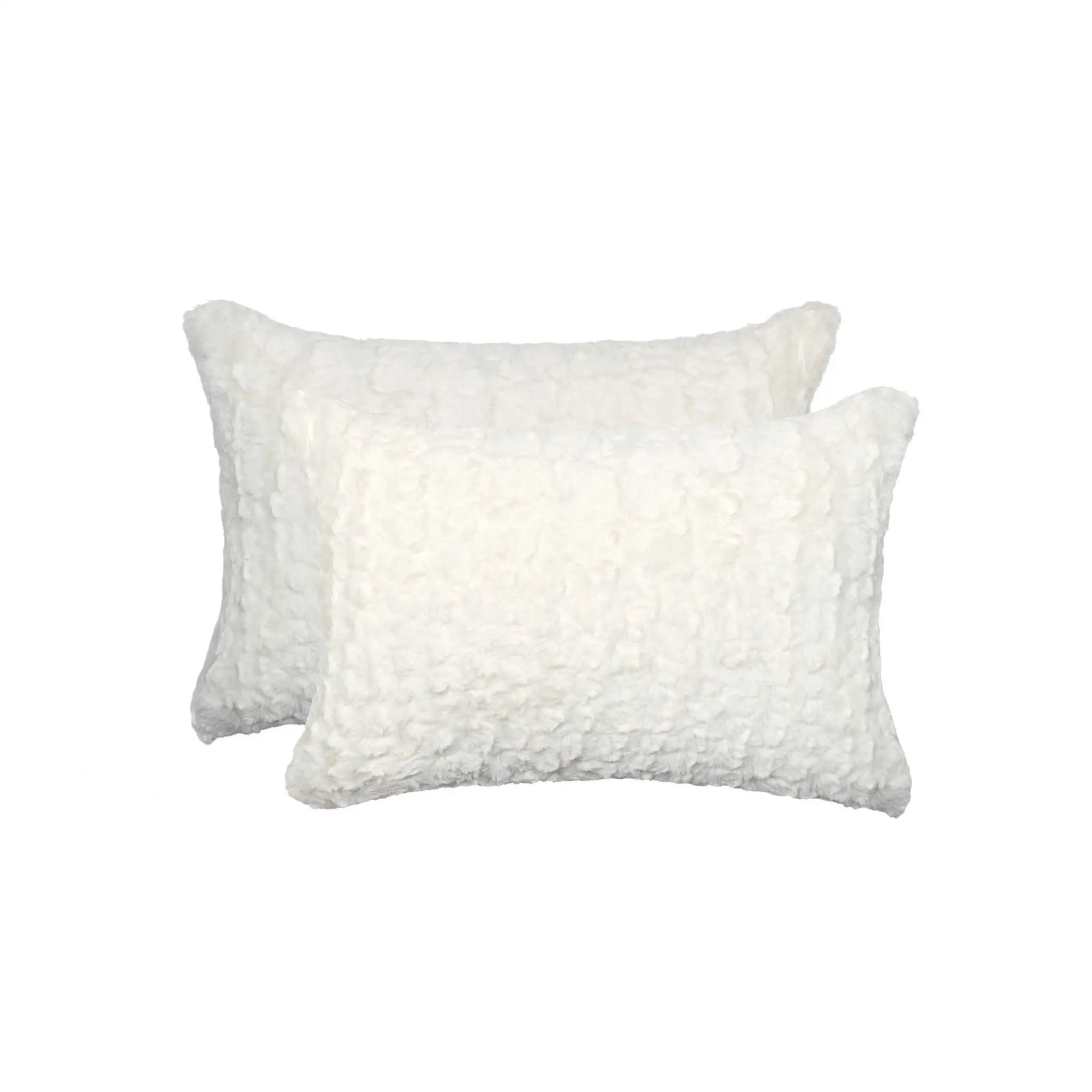 Set of Two 12" X 20" Ivory Faux Fur Throw Pillow Homeroots Home Decor