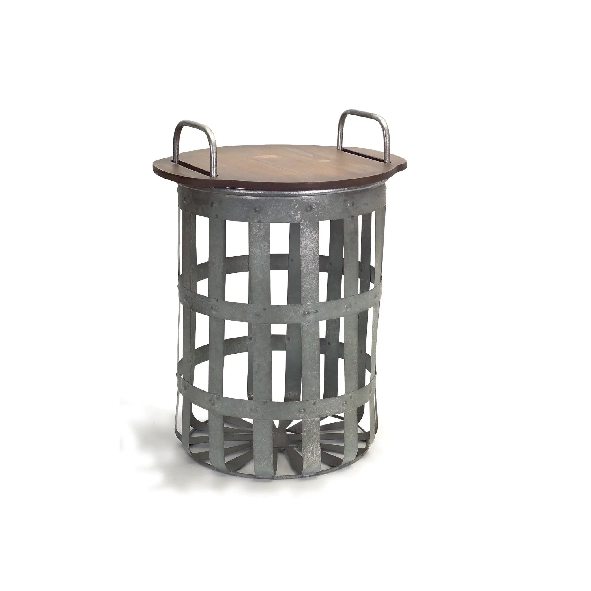 Set of Two 16" Grey And Brown Round End Tables - GreatEagleInc