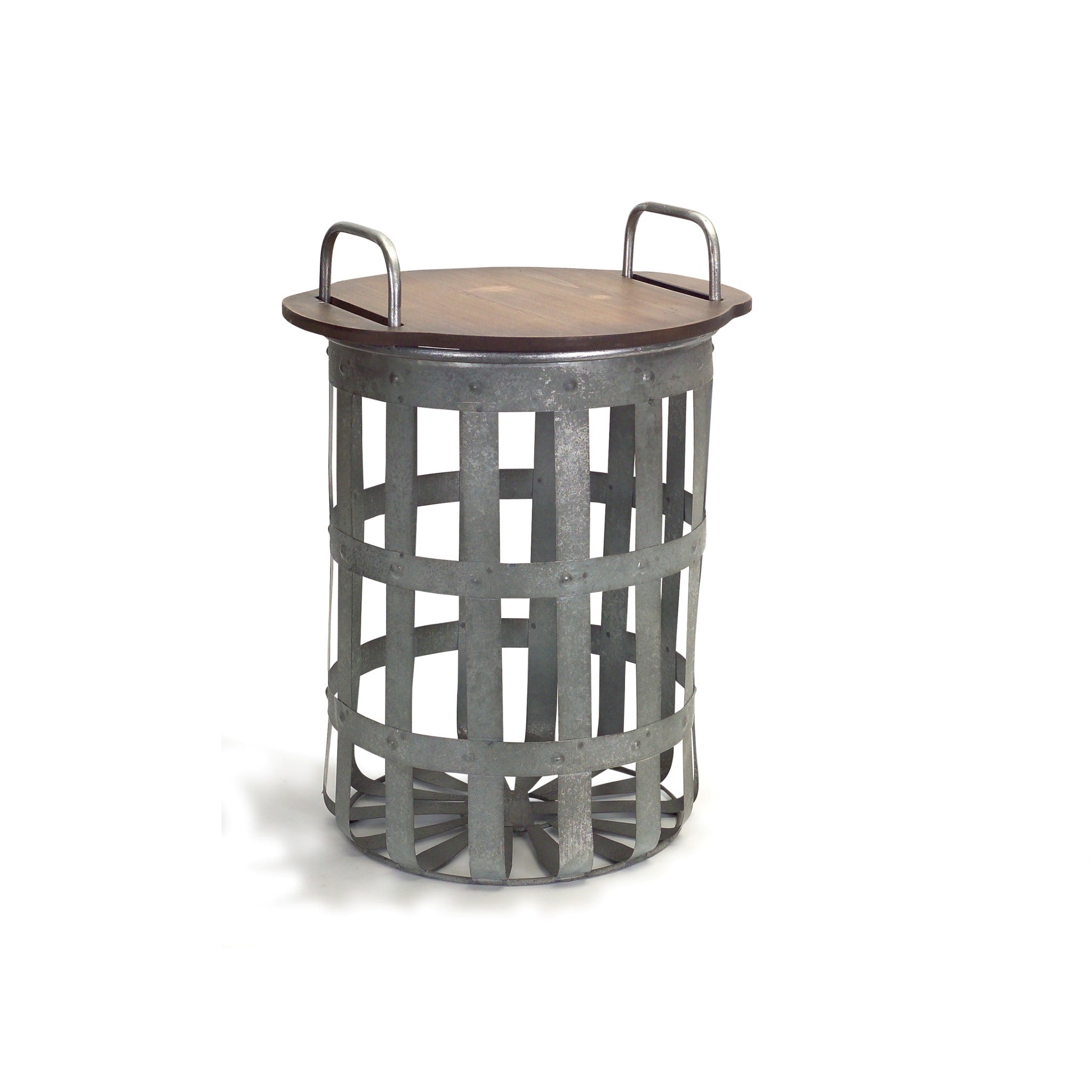 Set of Two 16" Grey And Brown Round End Tables - GreatEagleInc