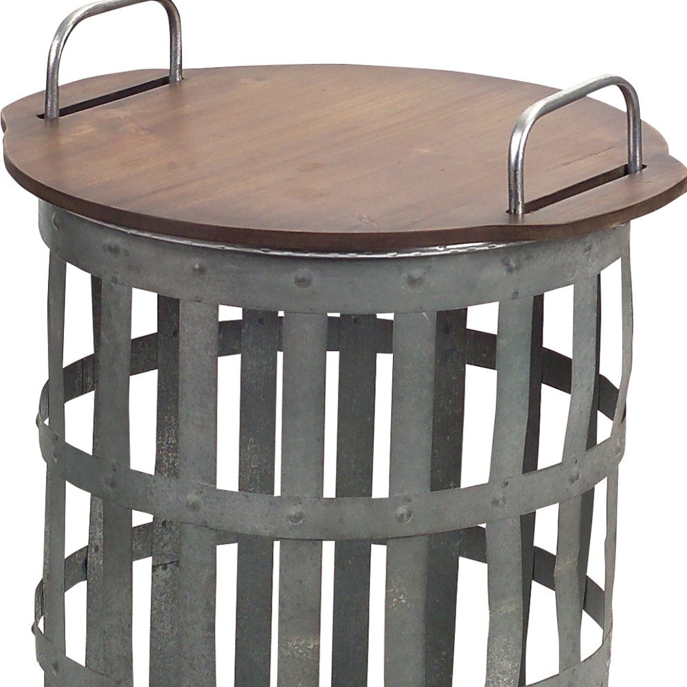 Set of Two 16" Grey And Brown Round End Tables - GreatEagleInc