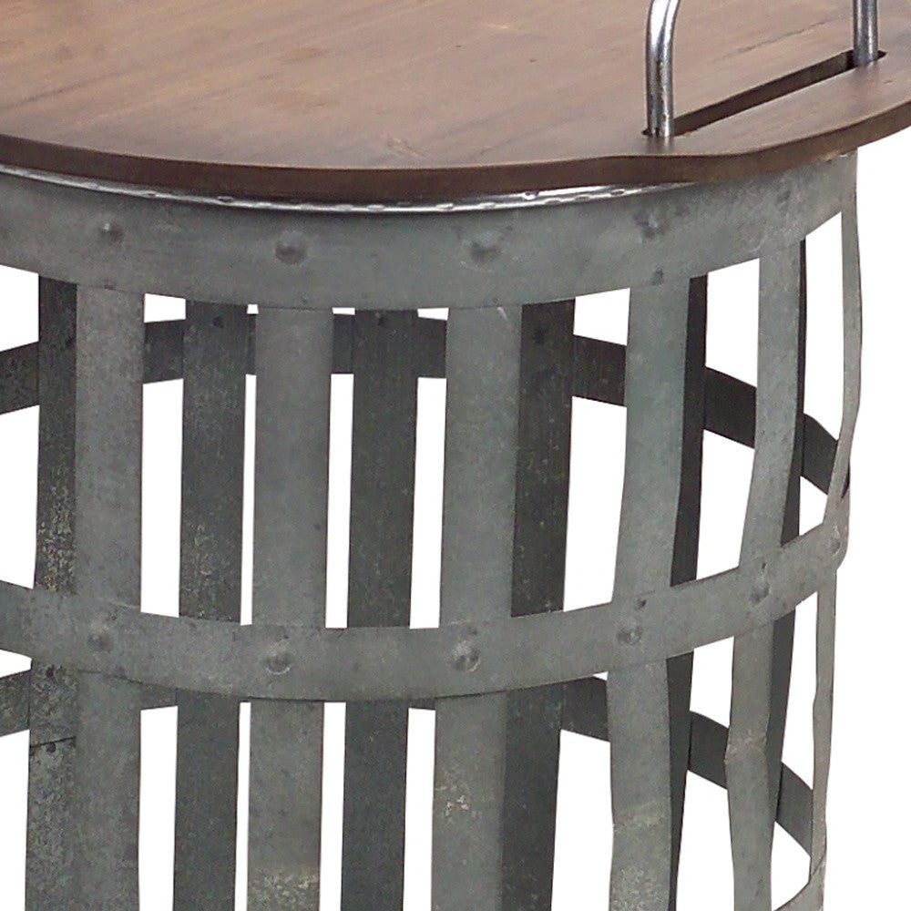 Set of Two 16" Grey And Brown Round End Tables - GreatEagleInc