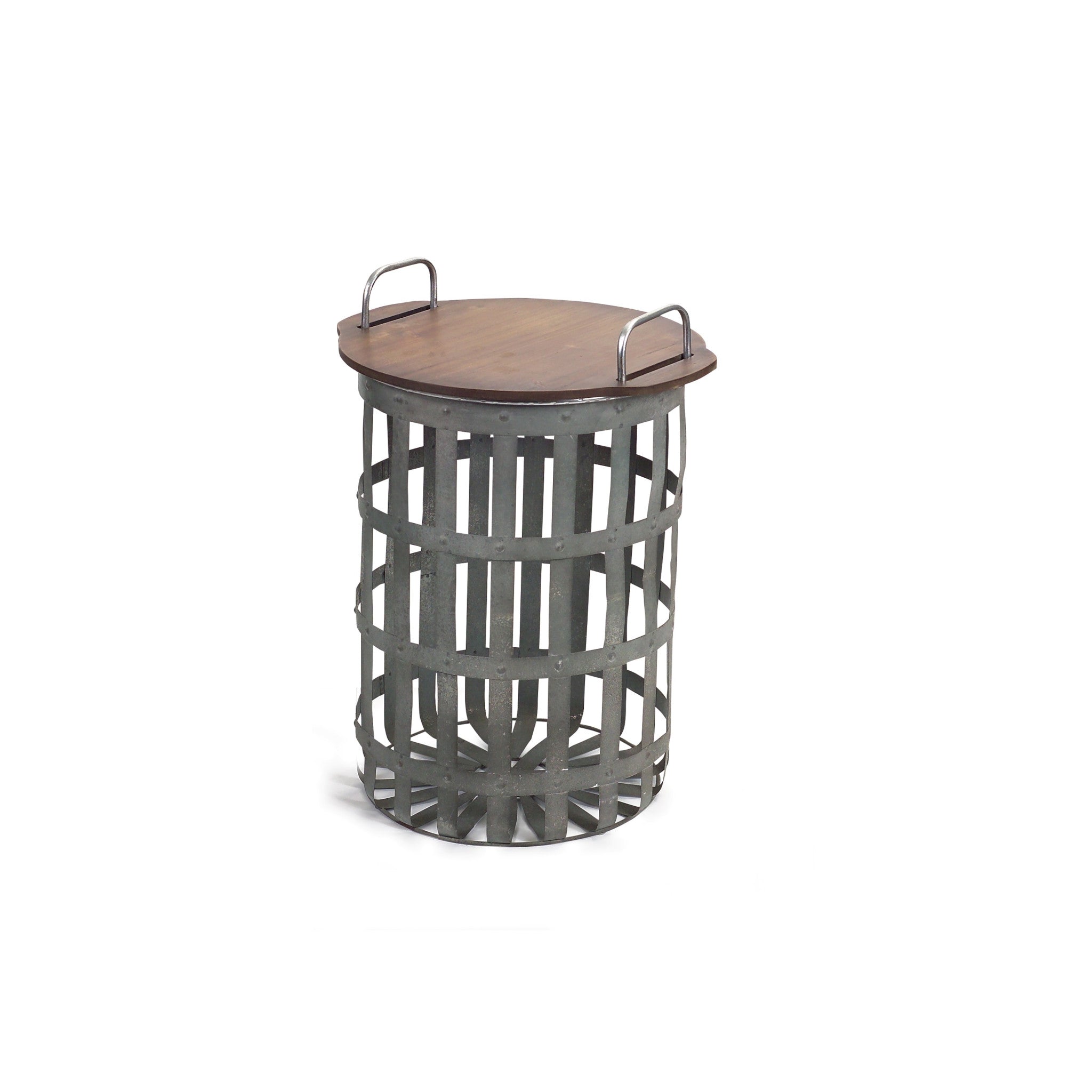Set of Two 16" Grey And Brown Round End Tables - GreatEagleInc