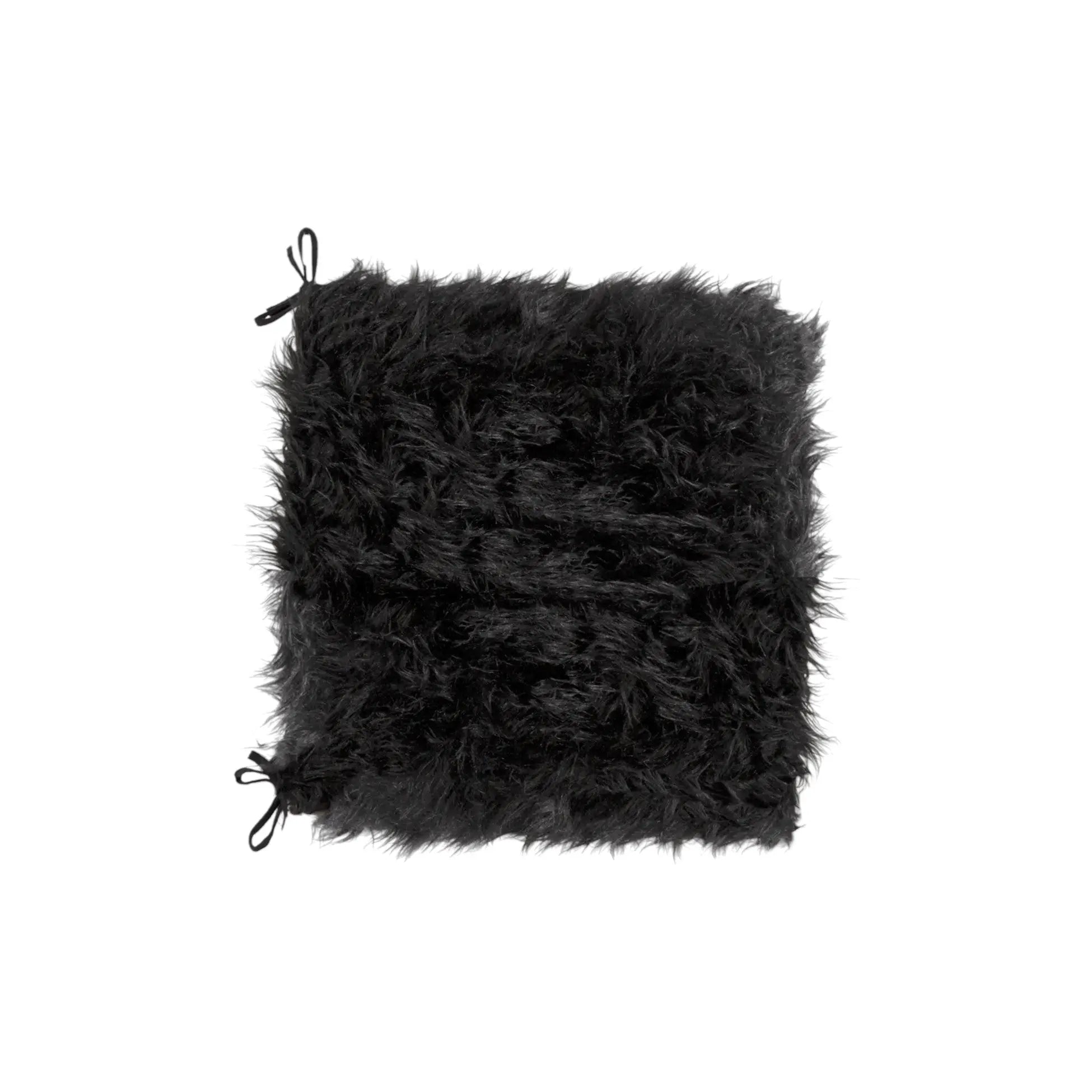 Set of Two 16" X 2" Black Faux Fur Chair Pads Homeroots Kitchen & Dining