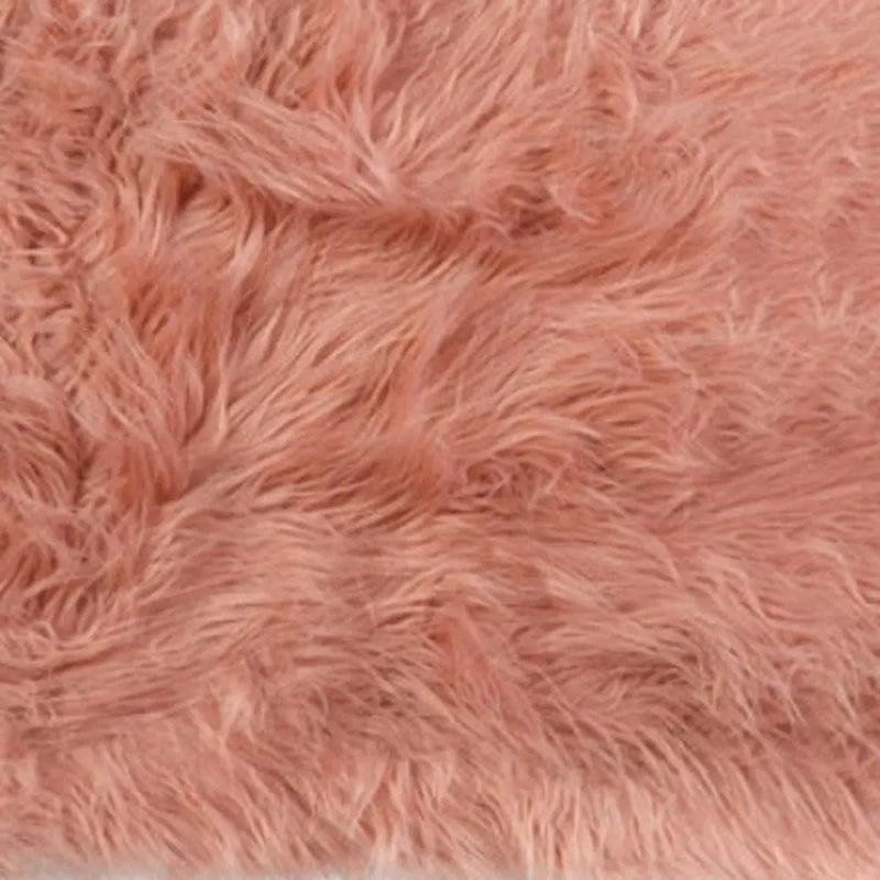 Set of Two 16" X 2" Pink Faux Fur Dining Chair Pads Homeroots Kitchen & Dining