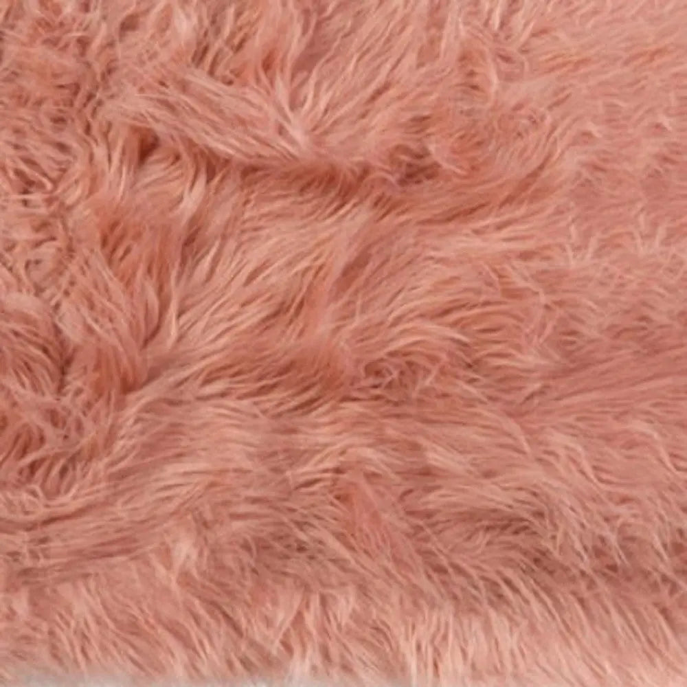 Set of Two 16" X 2" Pink Faux Fur Dining Chair Pads Homeroots Kitchen & Dining