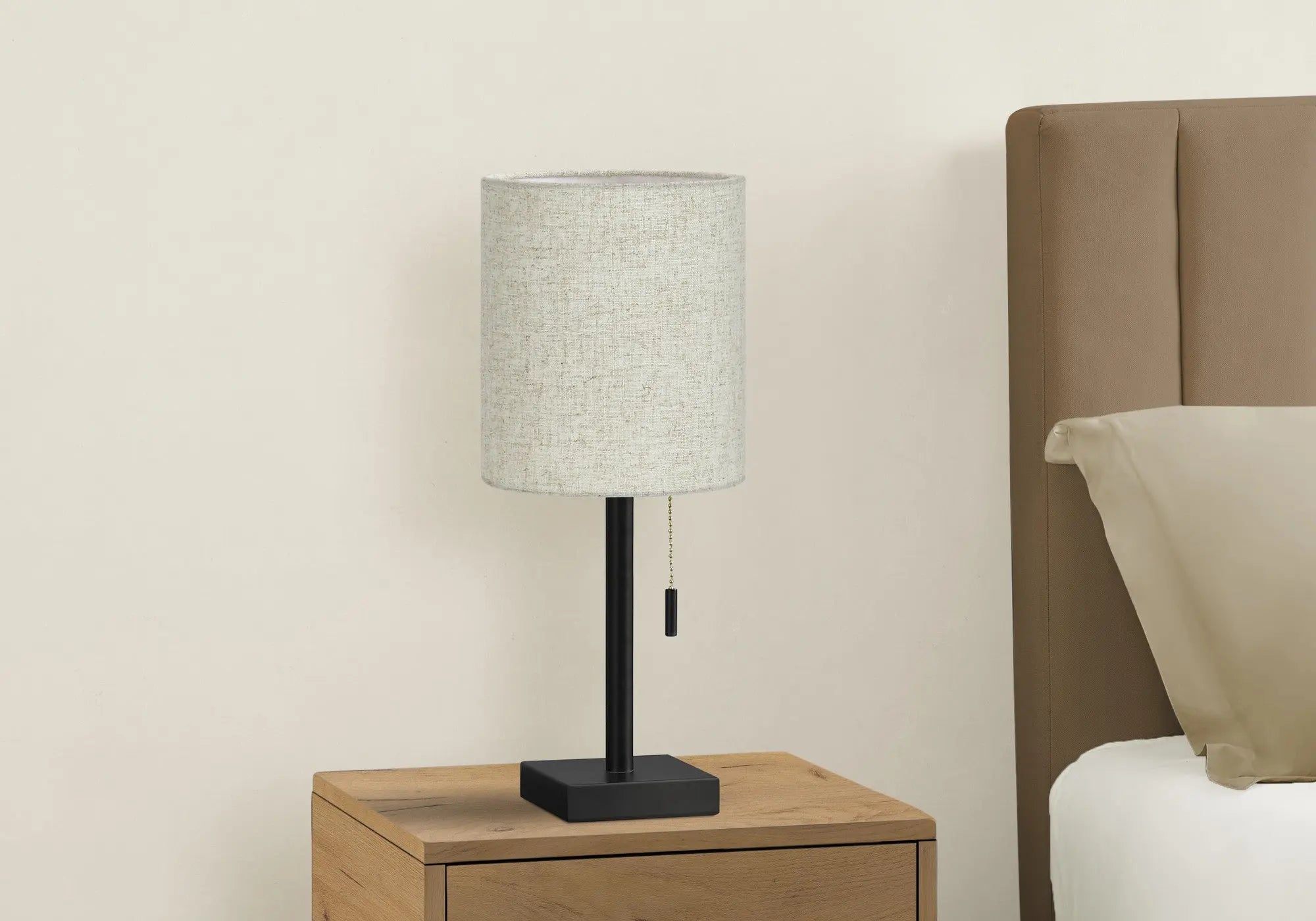 Set of Two 17" Black Metal Candlestick USB Table Lamps With Beige Drum Shade Homeroots Lighting