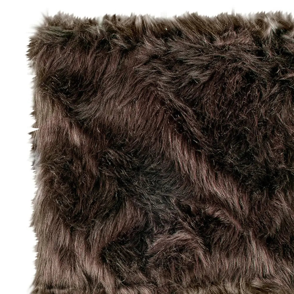 Set of Two 17" Chocolate Faux Fur Dining Chair Pads Homeroots Kitchen & Dining