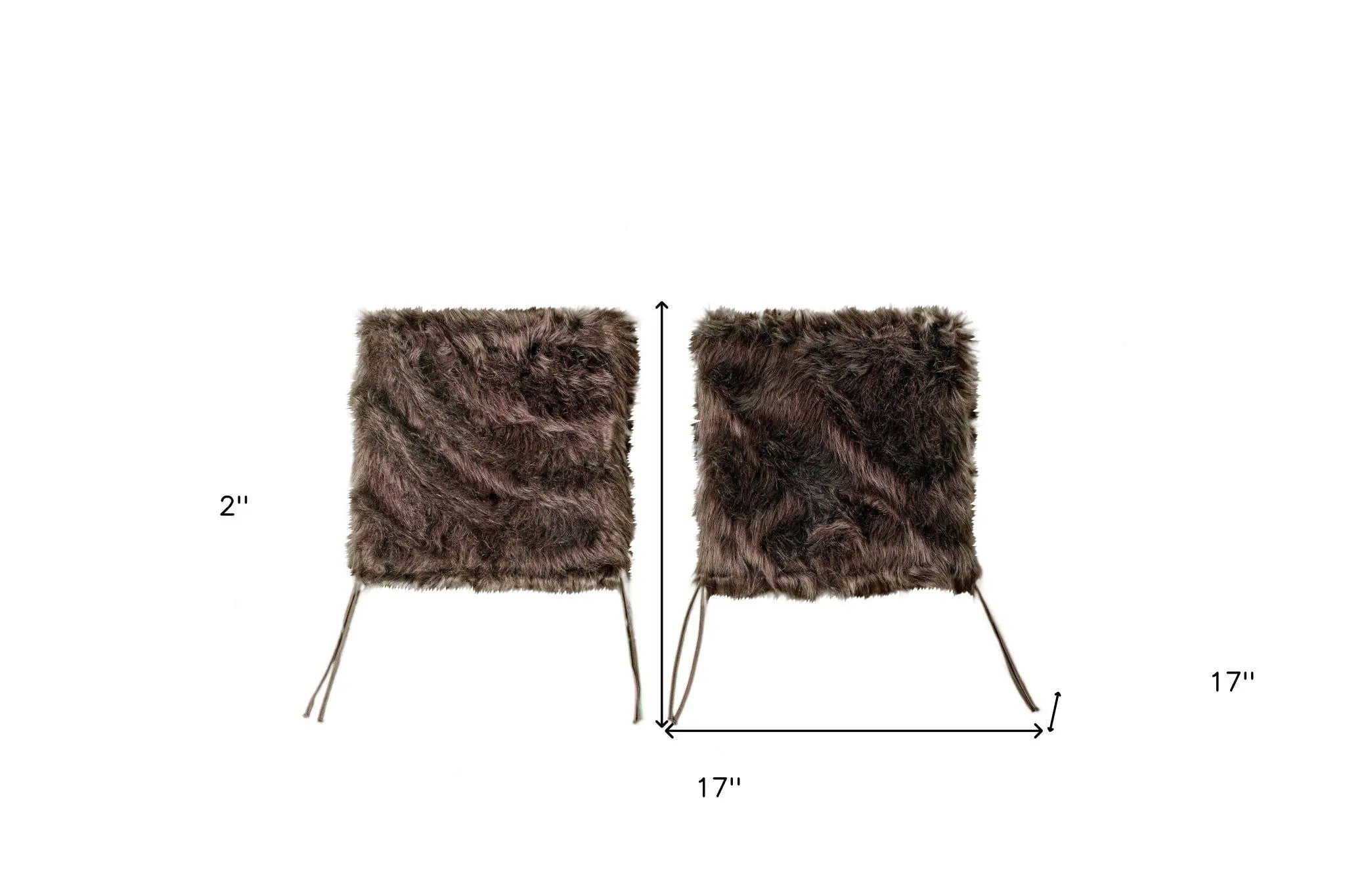 Set of Two 17" Chocolate Faux Fur Dining Chair Pads Homeroots Kitchen & Dining
