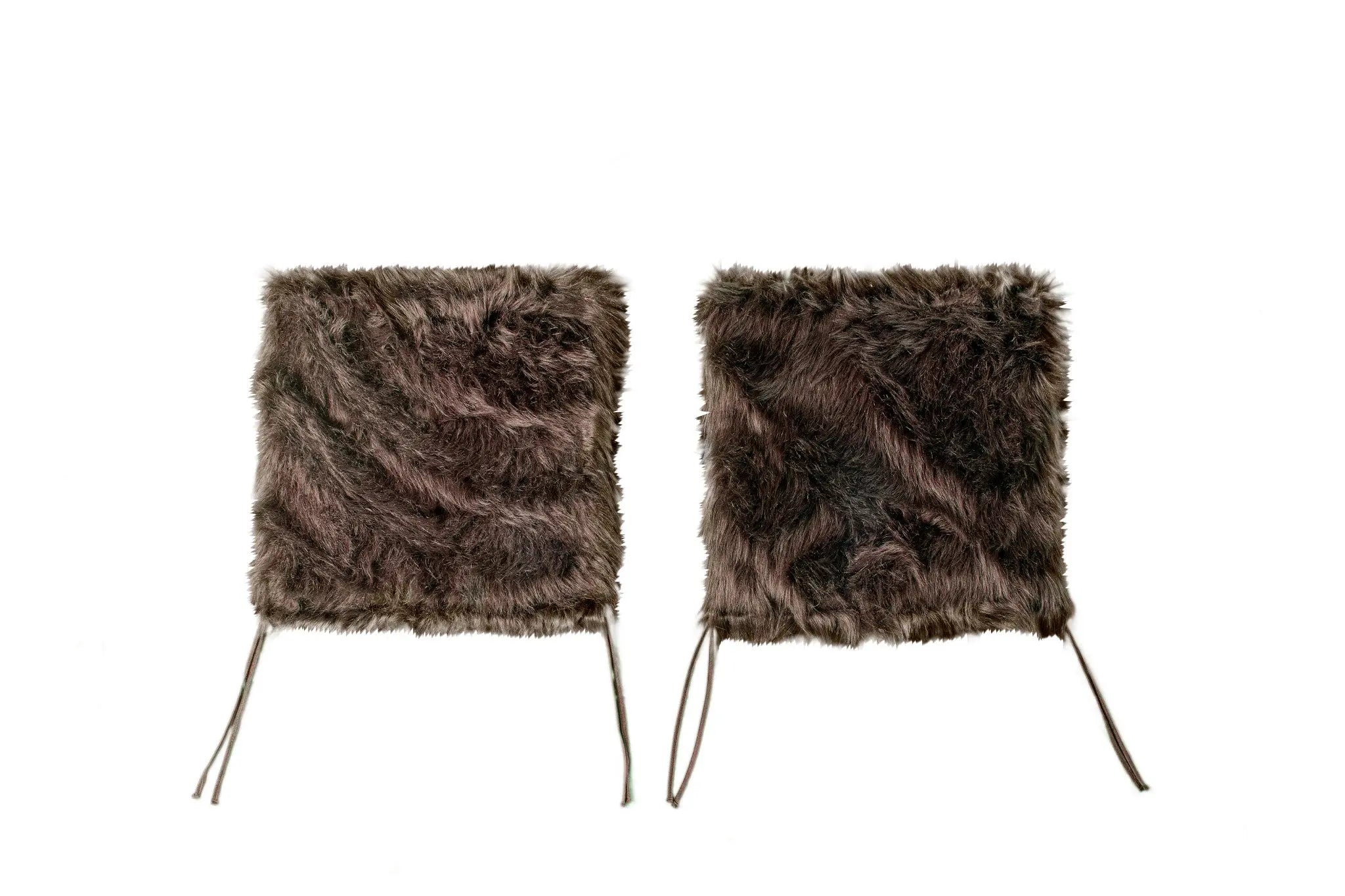 Set of Two 17" Chocolate Faux Fur Dining Chair Pads Homeroots Kitchen & Dining