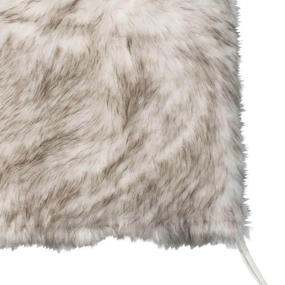Set of Two 17" Ivory and Brown Faux Fur Dining Chair Pads Homeroots Kitchen & Dining