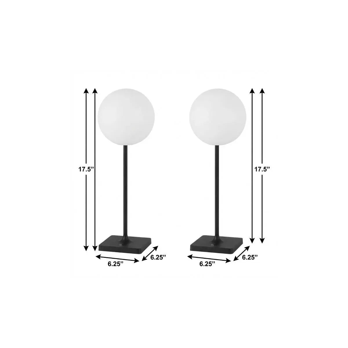 Set of Two 18" Black USB Table Lamps Homeroots Lighting