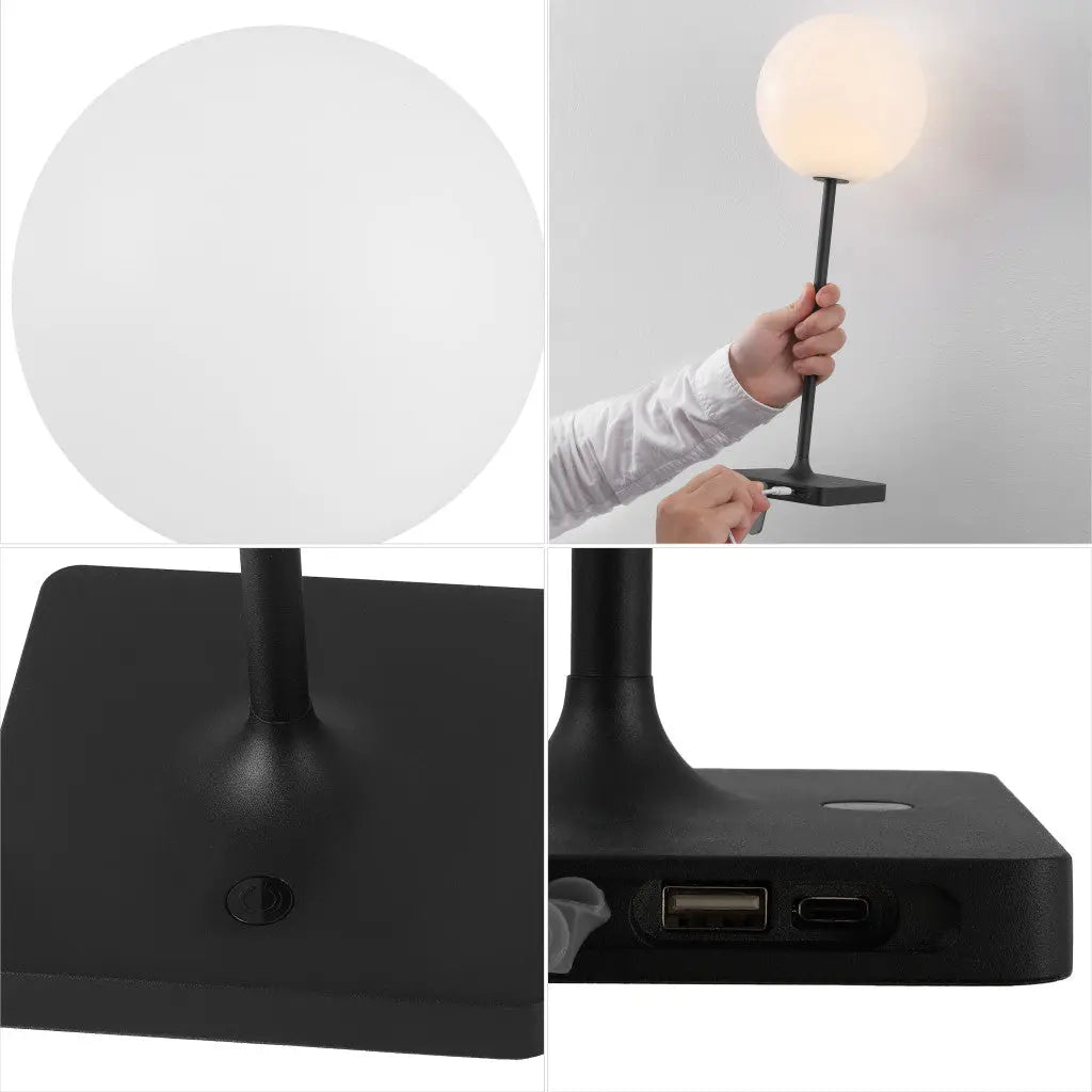 Set of Two 18" Black USB Table Lamps Homeroots Lighting