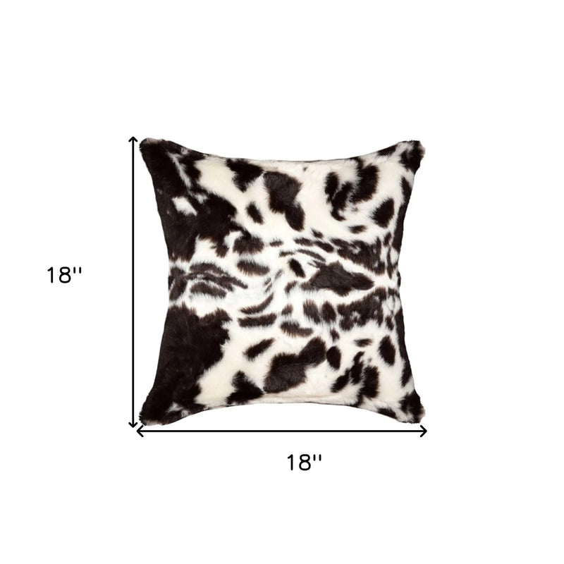 Set of Two 18" Brown And White Faux Fur Throw Pillows Homeroots Home Decor