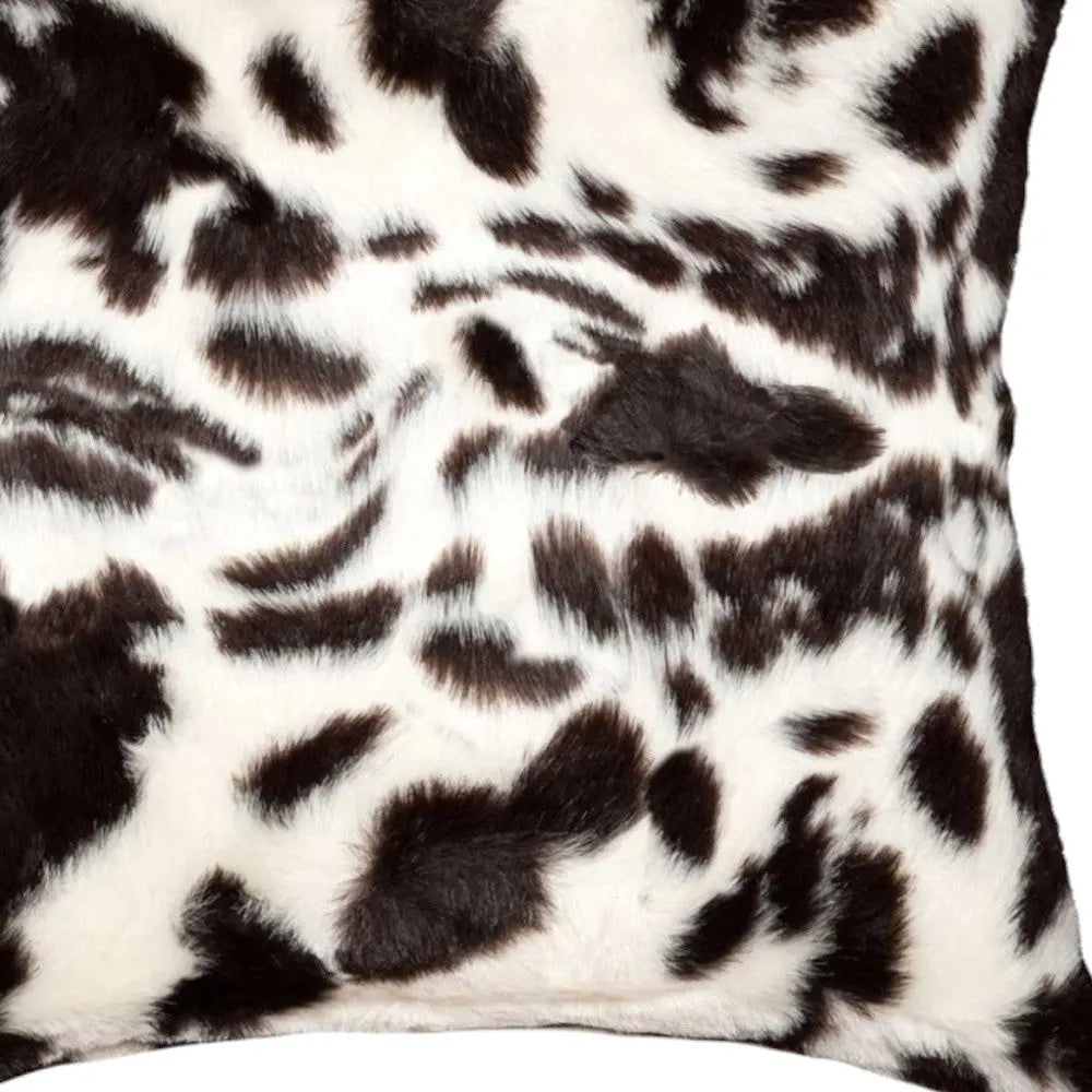 Set of Two 18" Brown And White Faux Fur Throw Pillows Homeroots Home Decor
